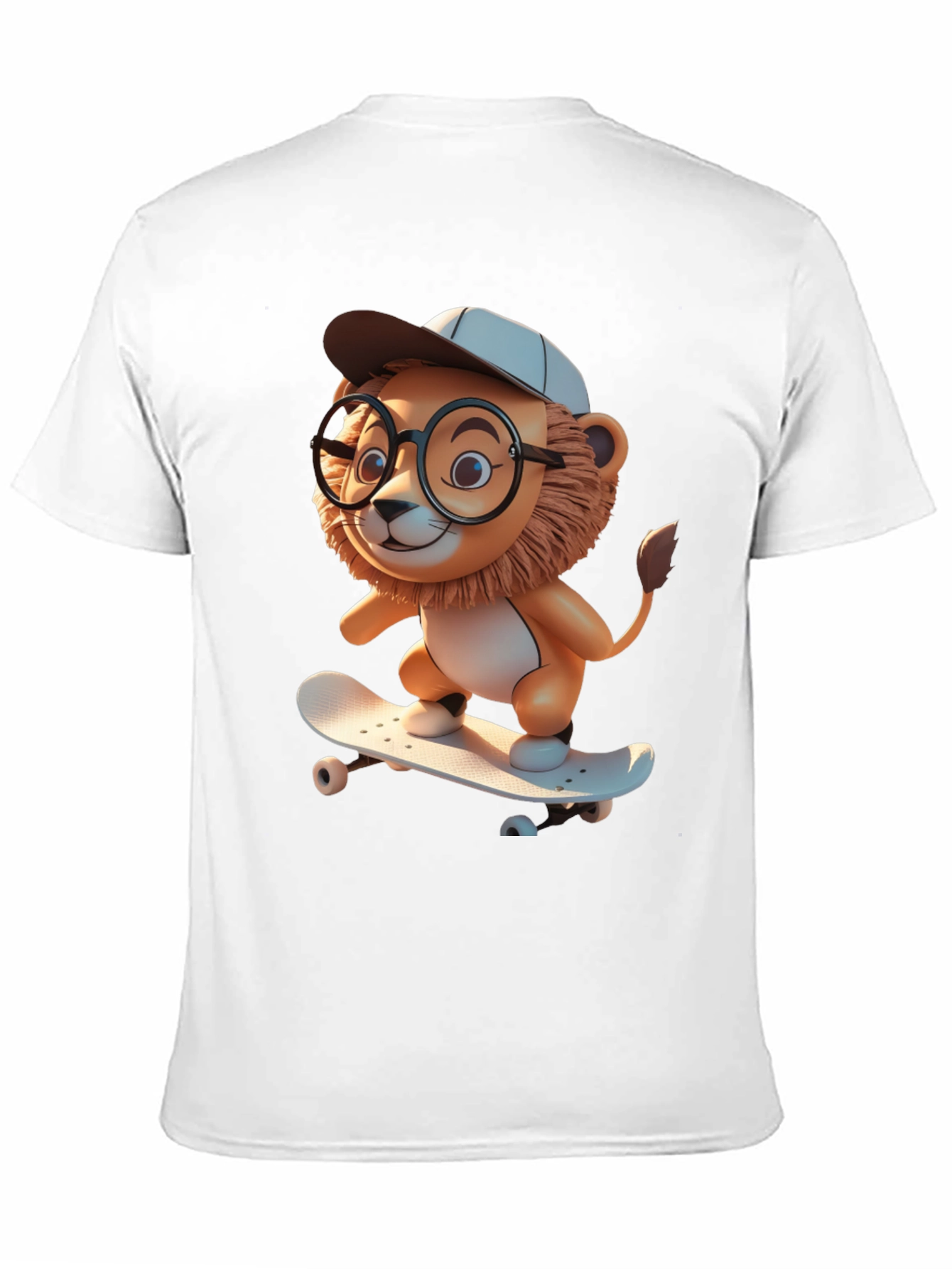 Lion Skateboard Graphic Tee - Cool Cartoon Style
