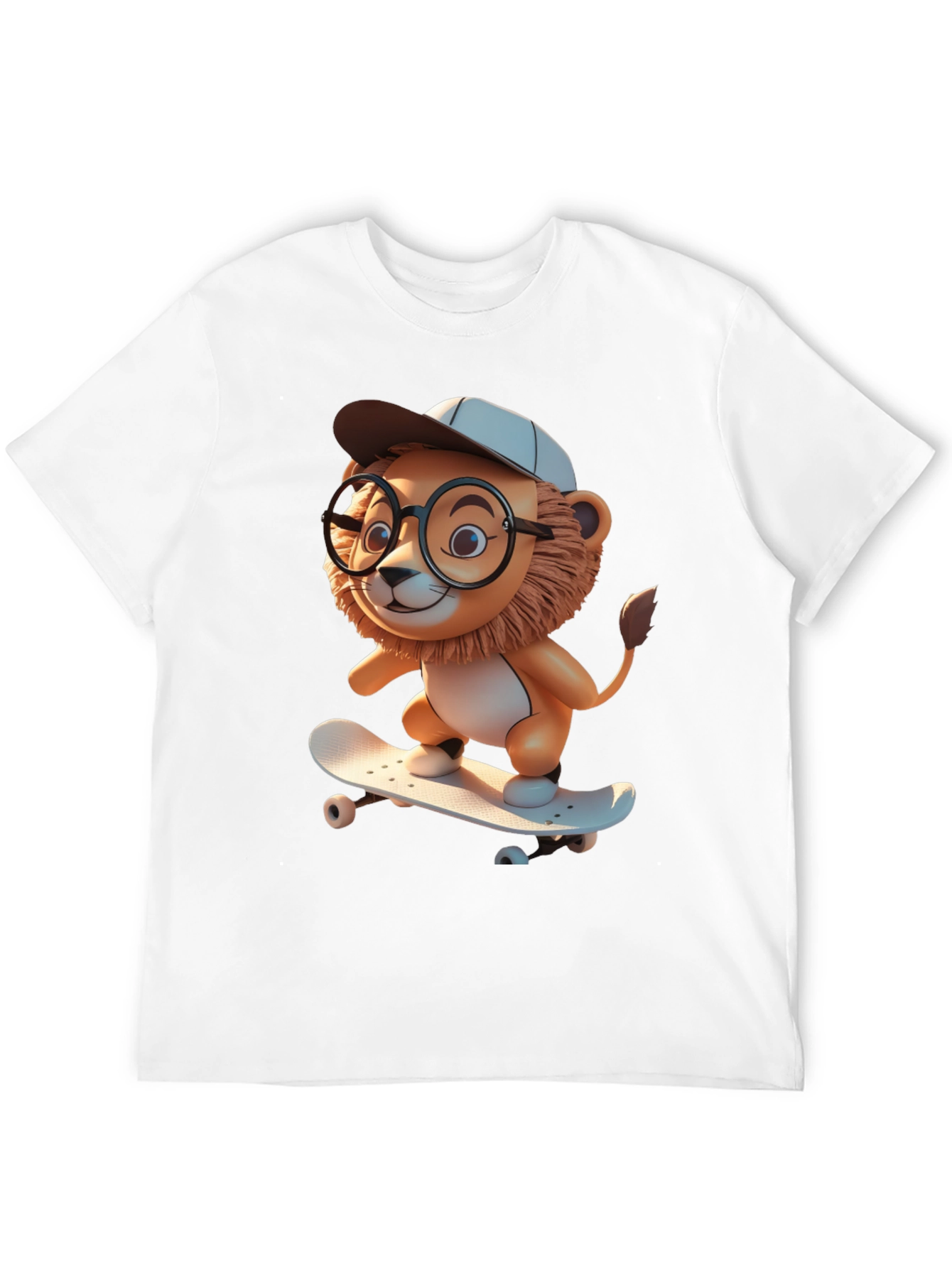Lion Skateboard Graphic Tee - Cool Cartoon Style