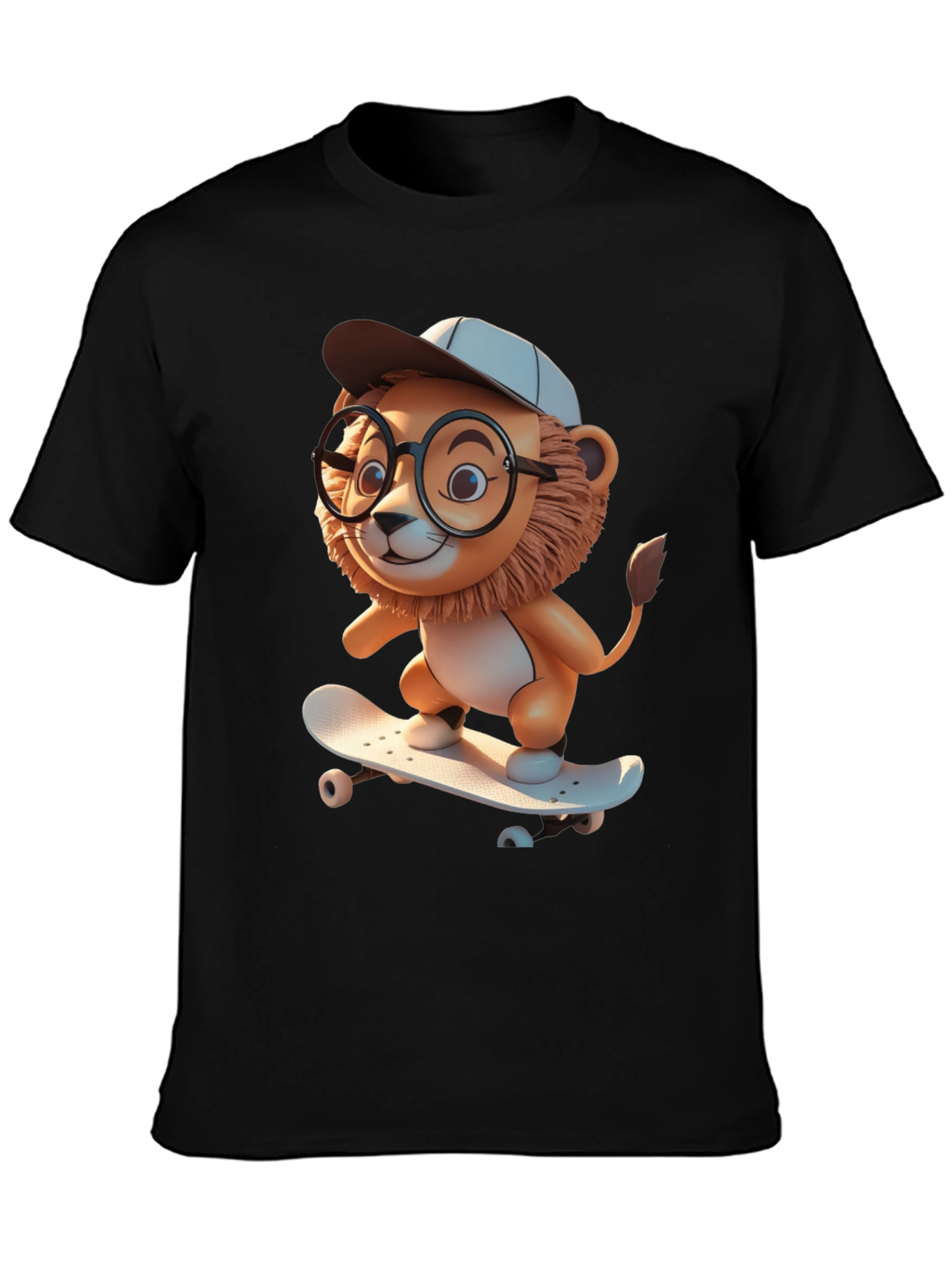 Lion Skateboard Graphic Tee - Cool Cartoon Style