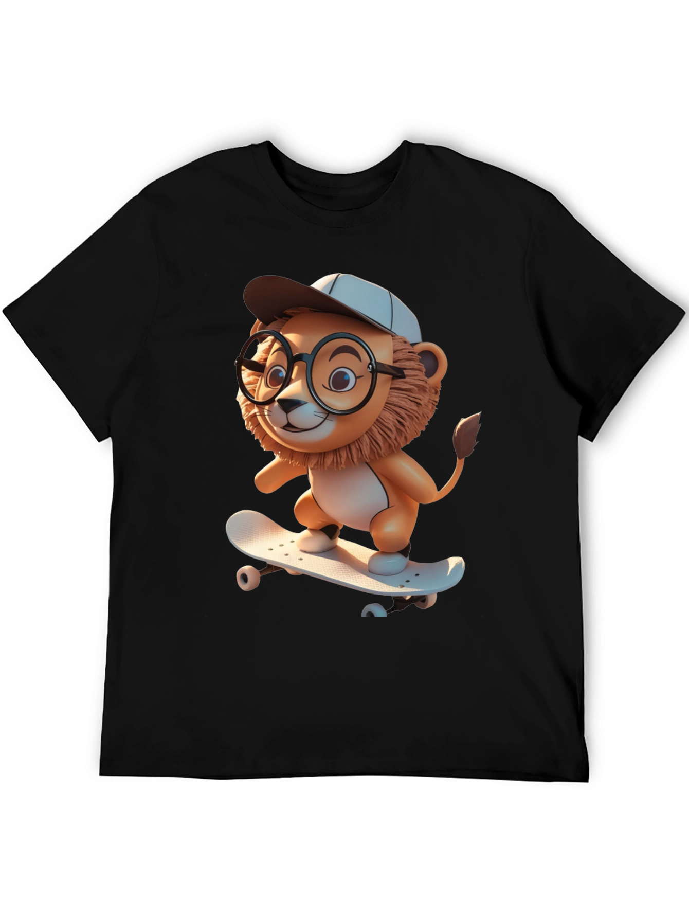 Lion Skateboard Graphic Tee - Cool Cartoon Style