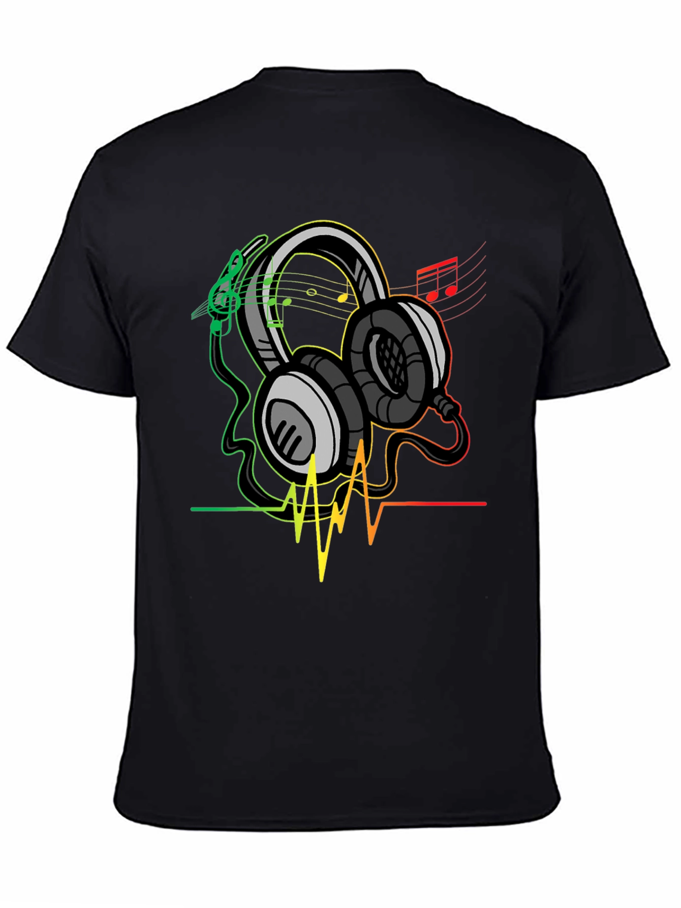 Music Lovers Graphic Tee - Headphones and Heartbeat