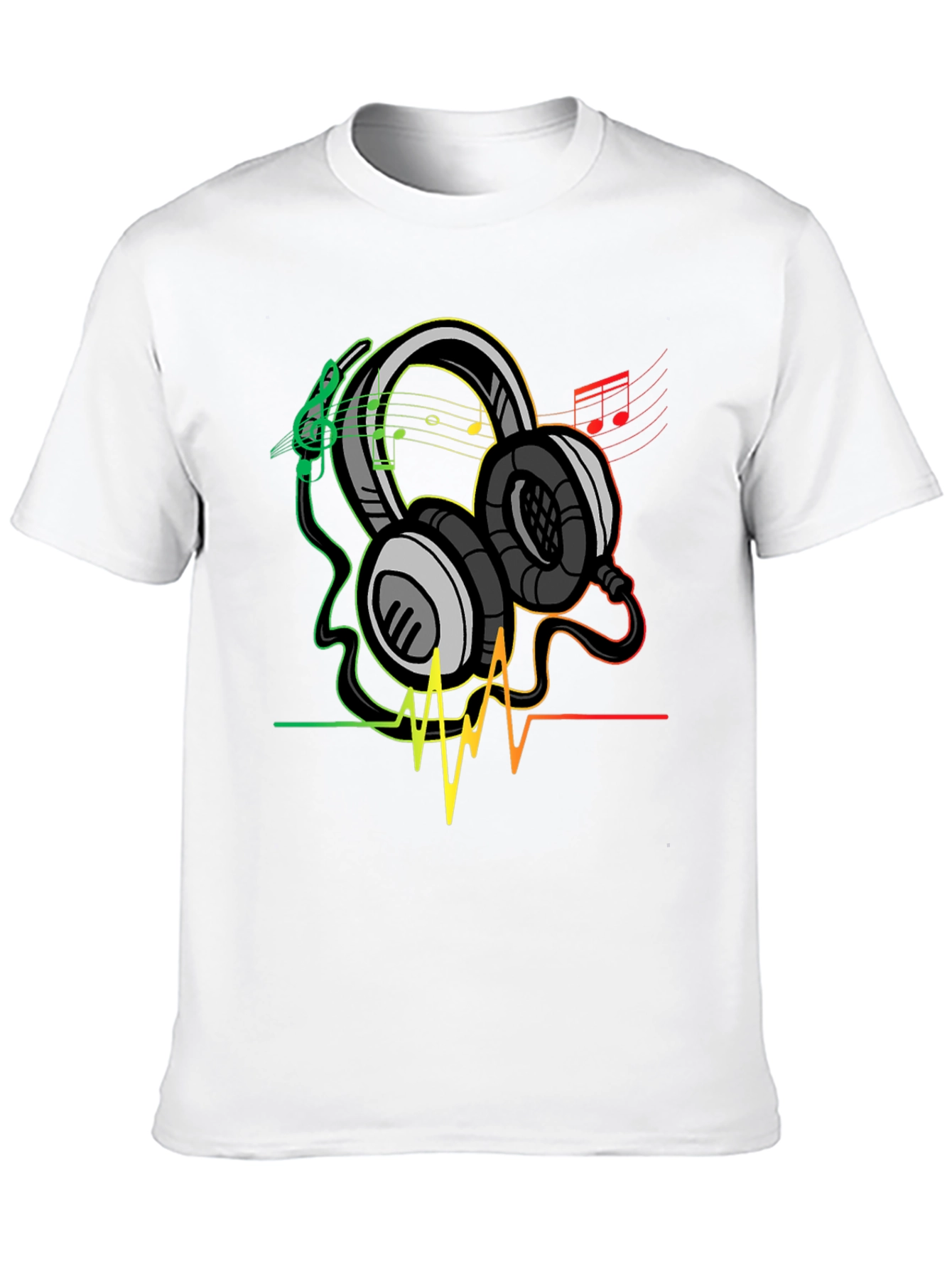 Music Lovers Graphic Tee - Headphones and Heartbeat