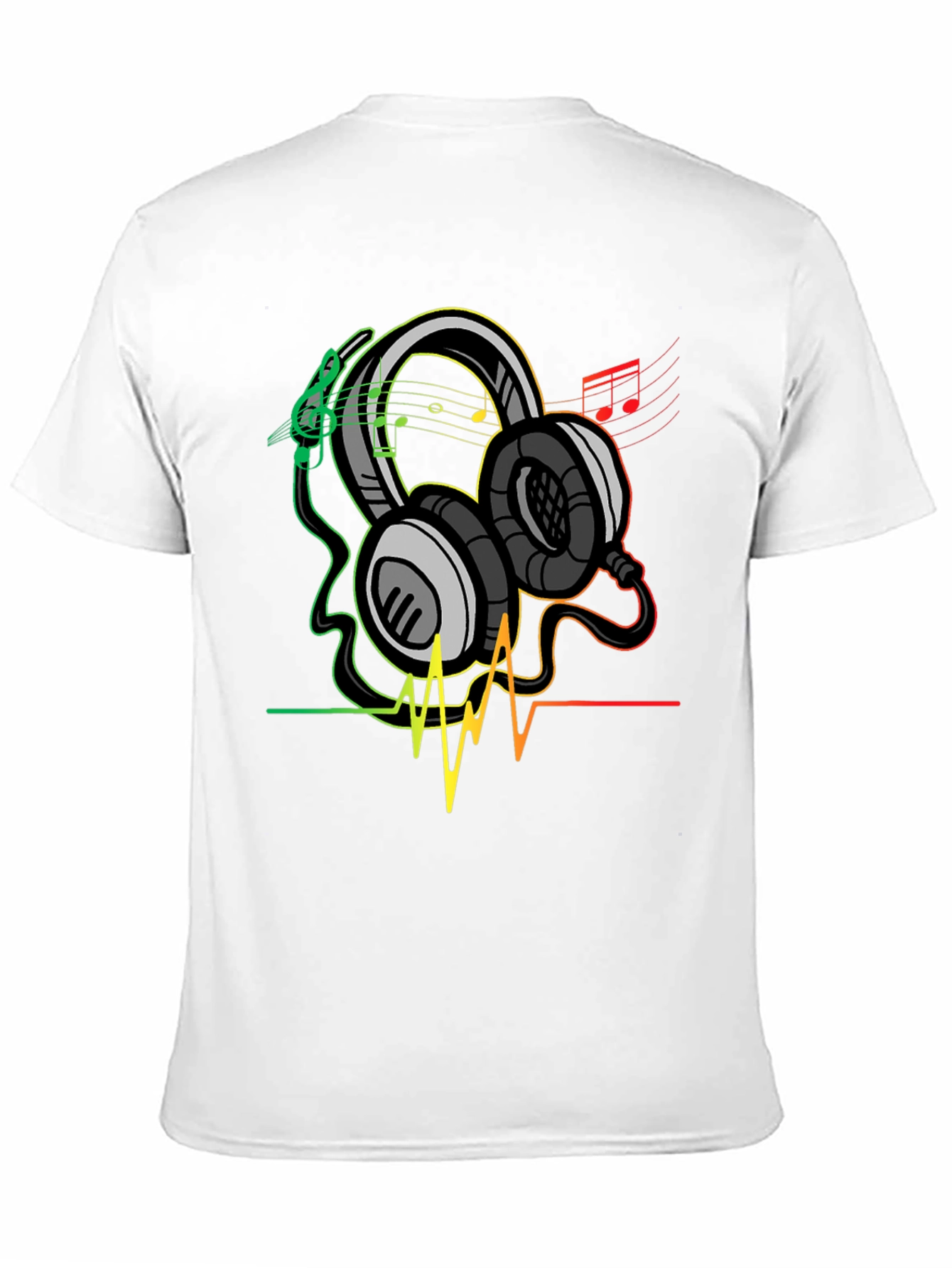 Music Lovers Graphic Tee - Headphones and Heartbeat