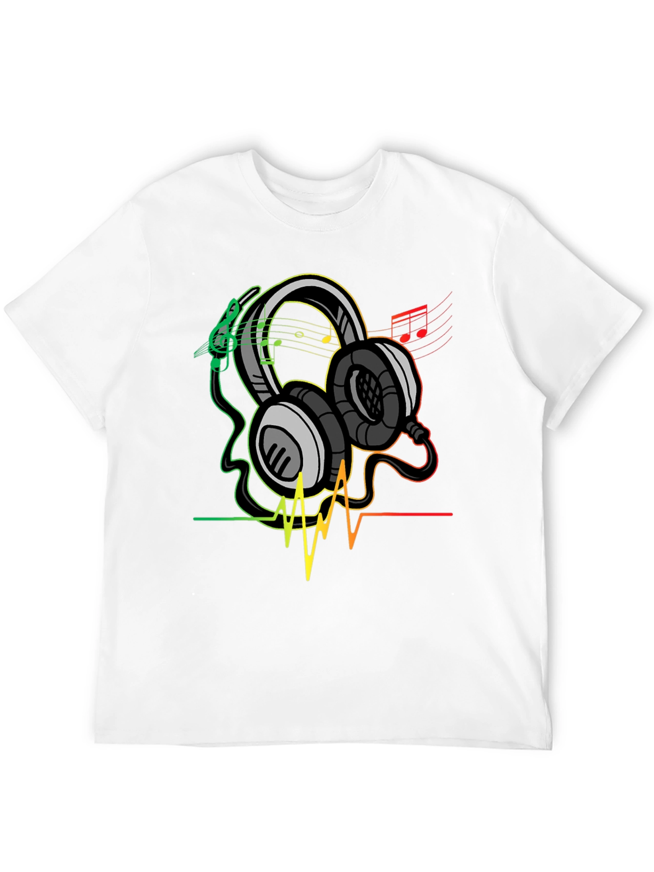 Music Lovers Graphic Tee - Headphones and Heartbeat