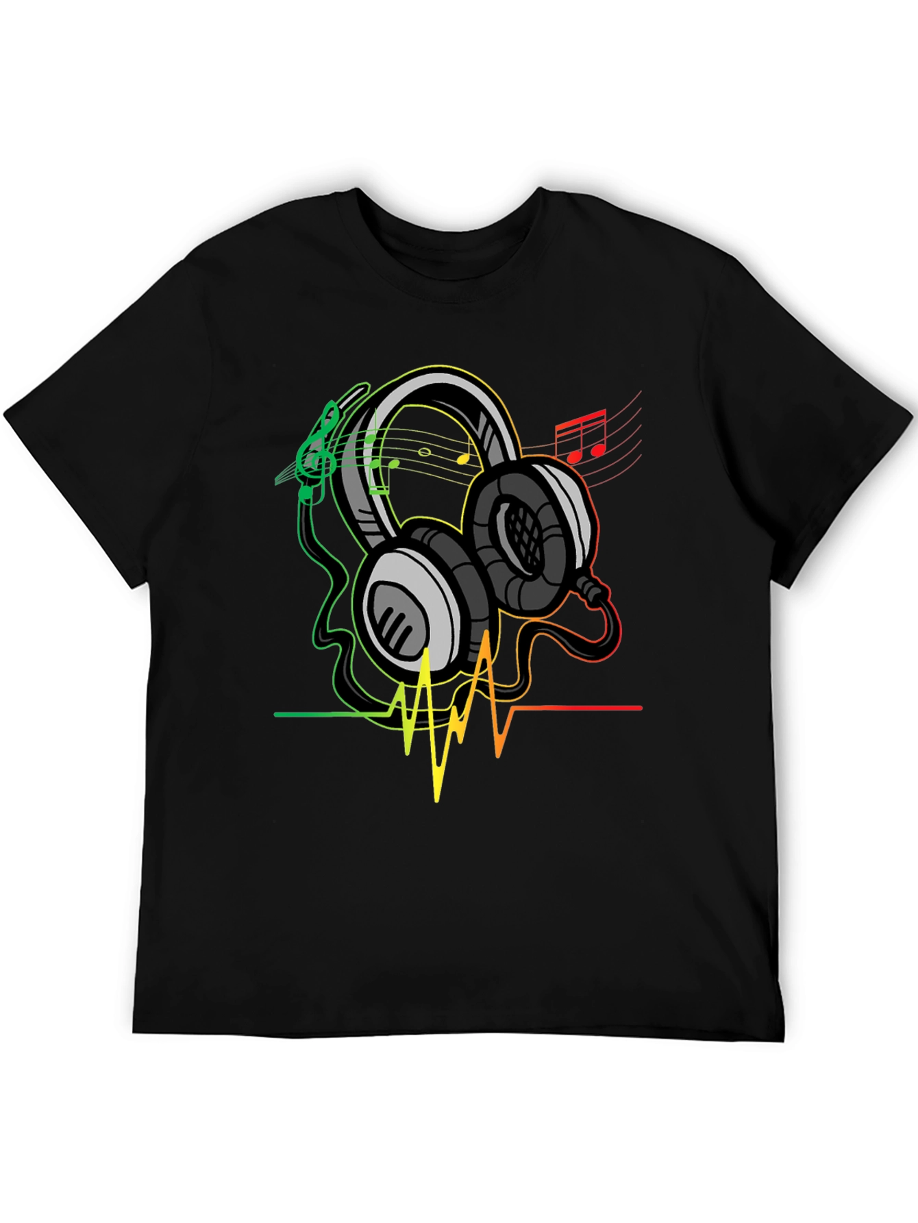 Music Lovers Graphic Tee - Headphones and Heartbeat