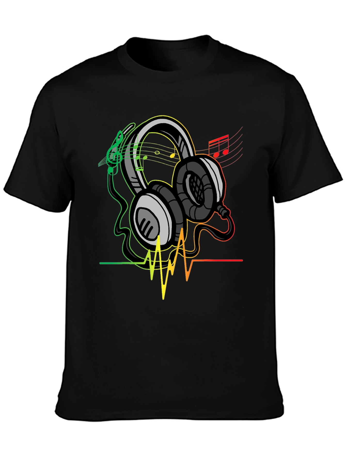 Music Lovers Graphic Tee - Headphones and Heartbeat