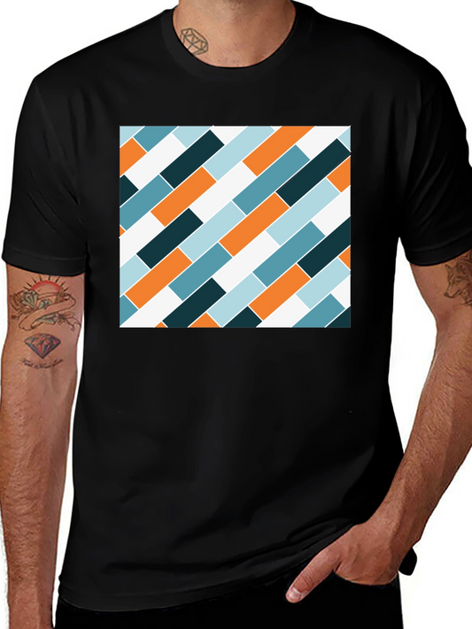 Modern Geometric Pattern Black T-Shirt