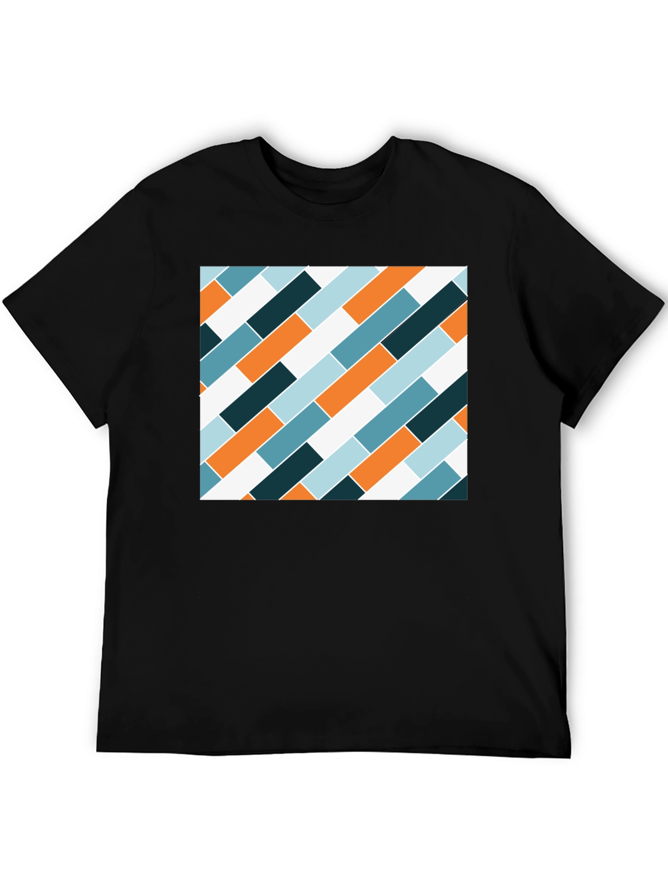 Modern Geometric Pattern Black T-Shirt