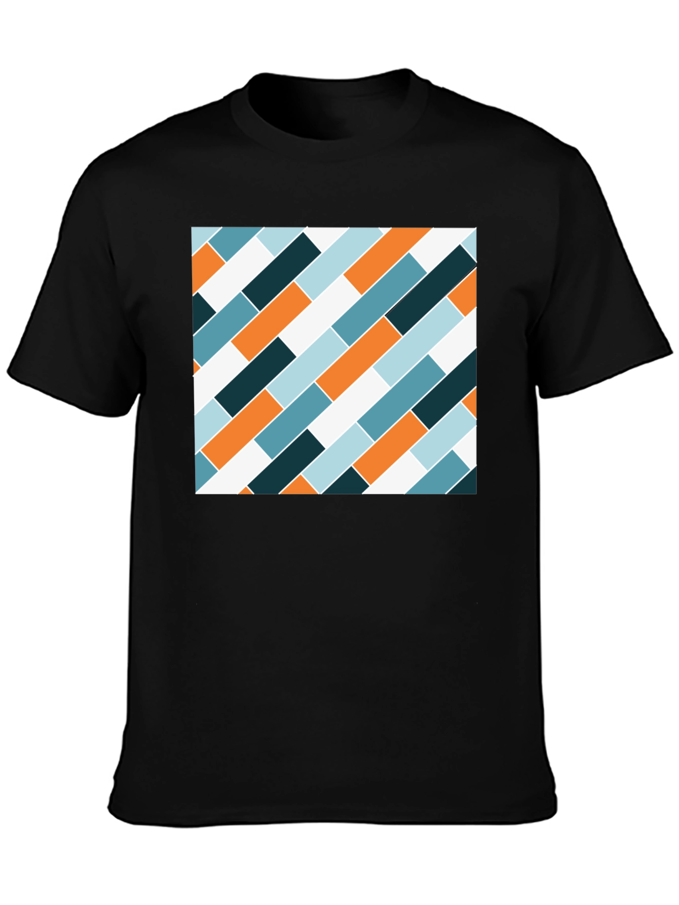 Modern Geometric Pattern Black T-Shirt