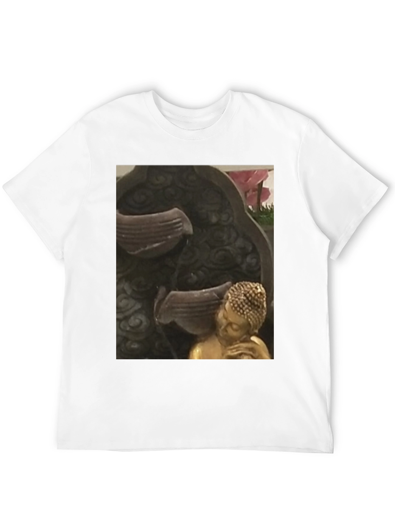 Buddha Fountain Black Tee - Zen Garden Style
