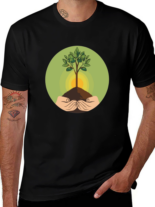 Eco-Friendly Tree Graphic Black T-Shirt