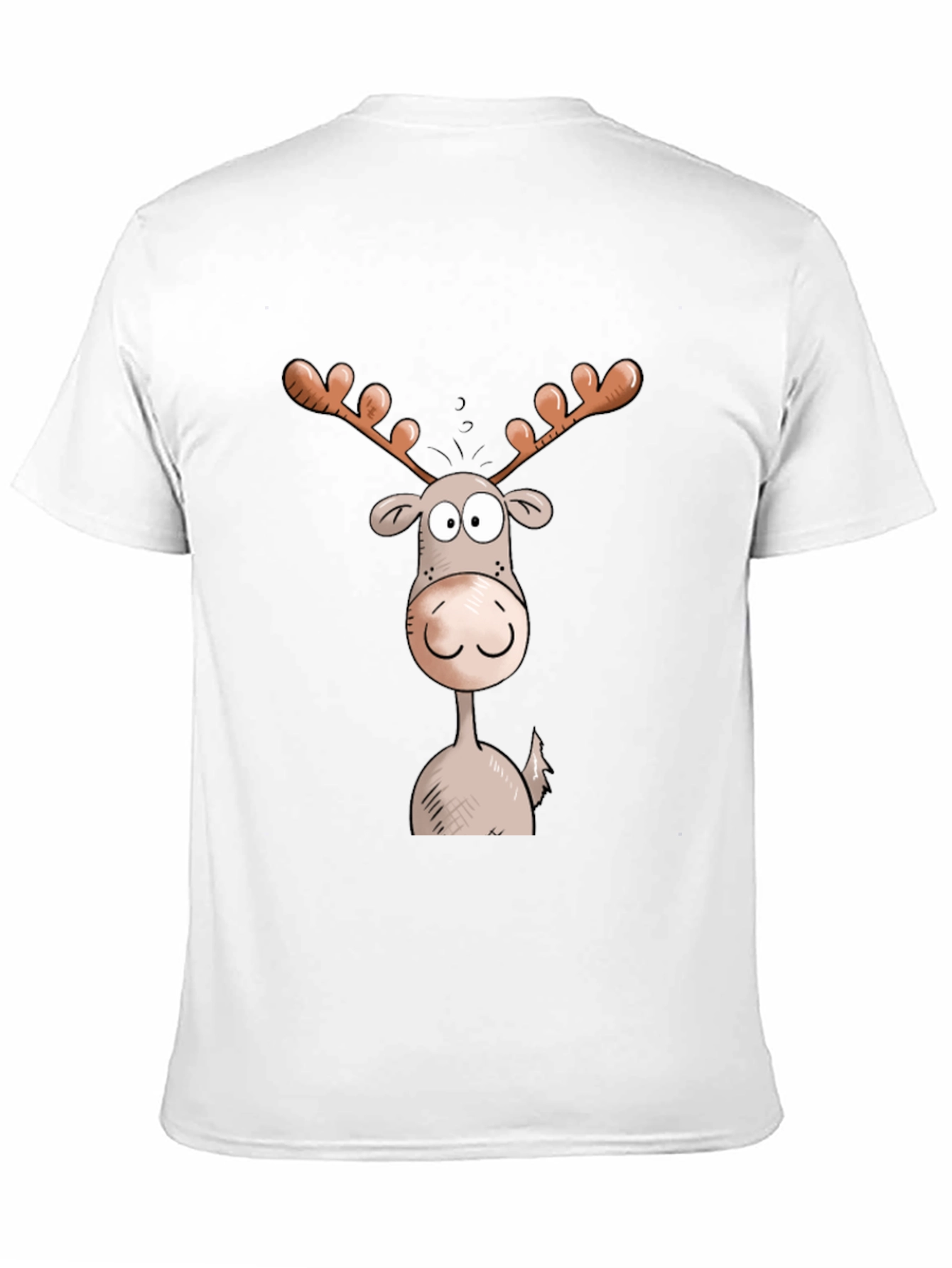 Moose Cartoon Graphic Tee - Black Cotton Blend