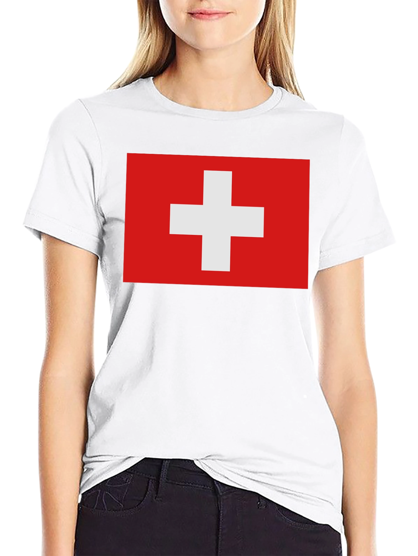 Swiss Flag T-Shirt - Black Graphic Tee