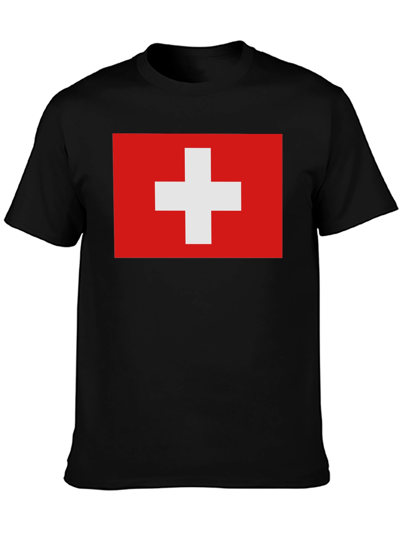 Swiss Flag T-Shirt - Black Graphic Tee