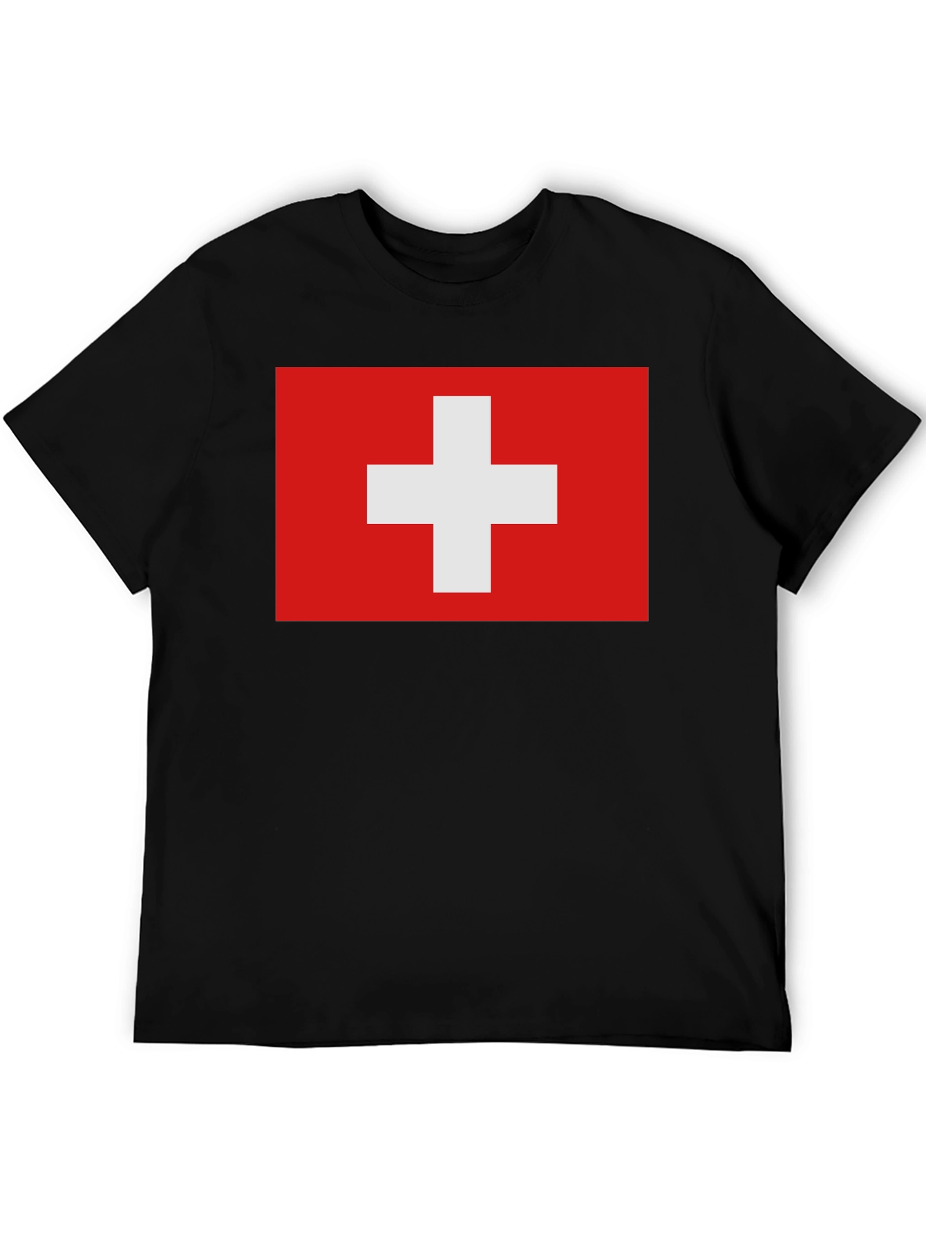 Swiss Flag T-Shirt - Black Graphic Tee