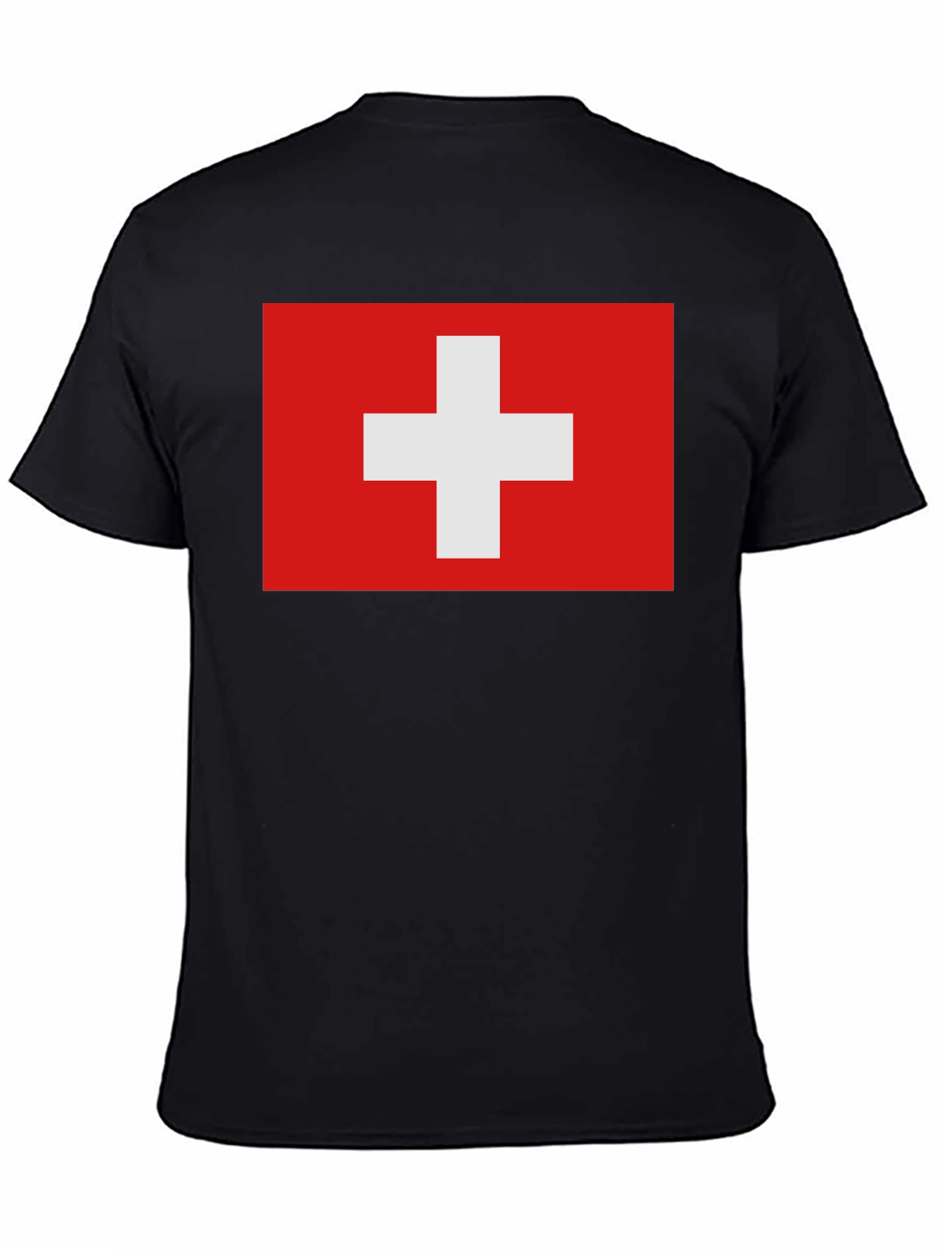 Swiss Flag T-Shirt - Black Graphic Tee