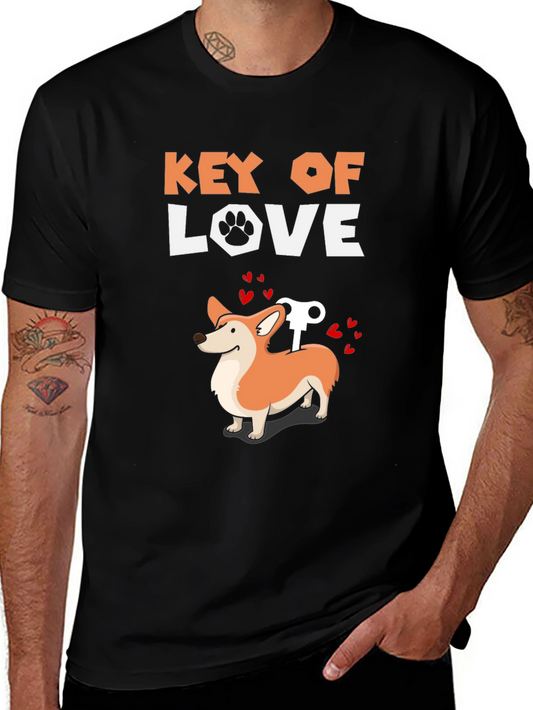 Key of Love Corgi T-Shirt - Cute Dog Tee