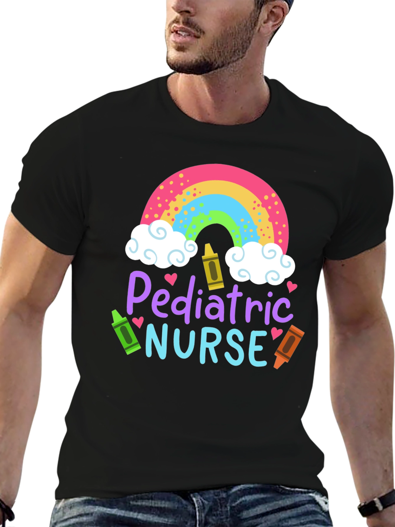 Pediatric Nurse Rainbow Crayon T-Shirt