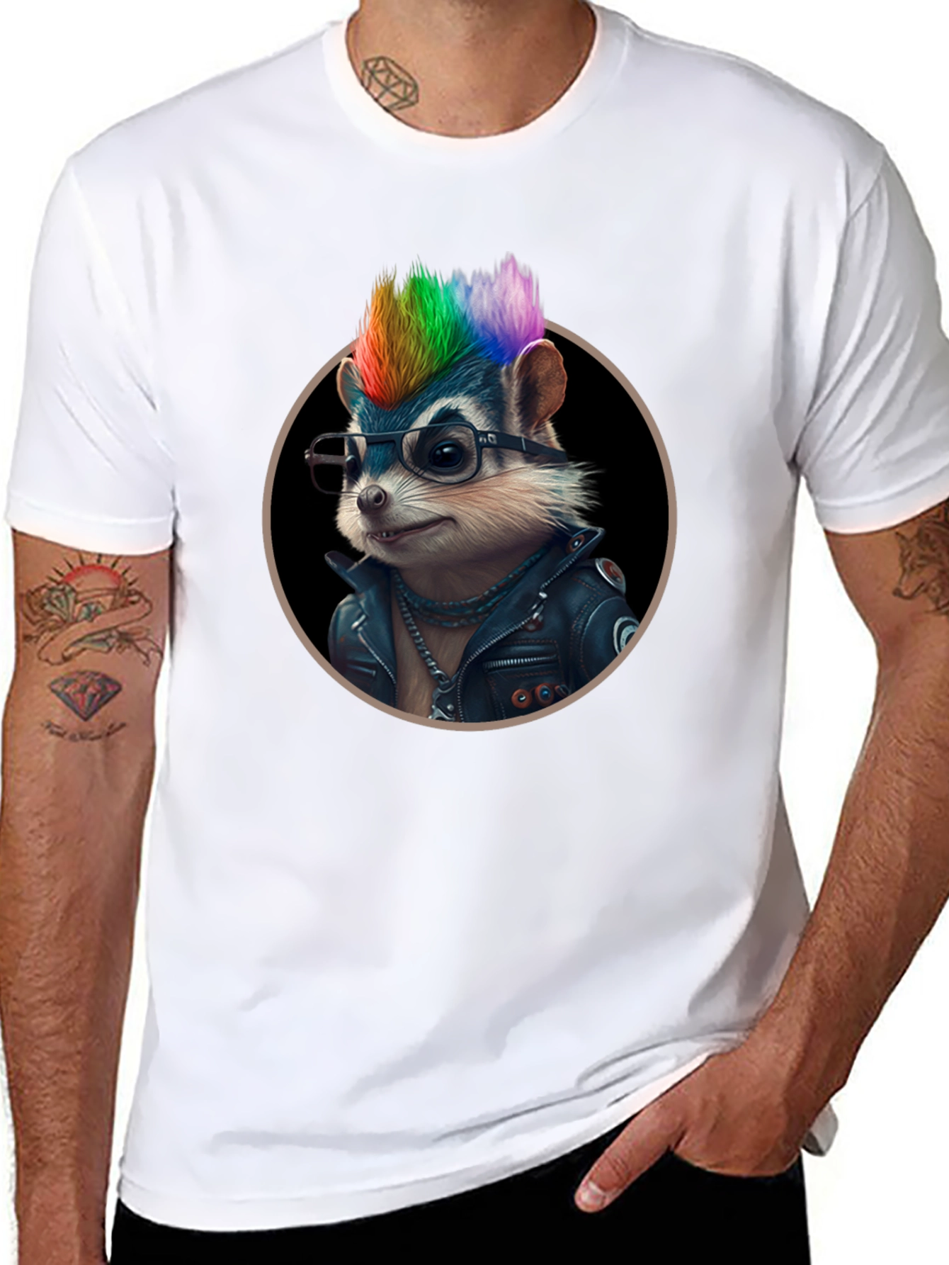 Cool Raccoon Punk Rocker T-Shirt
