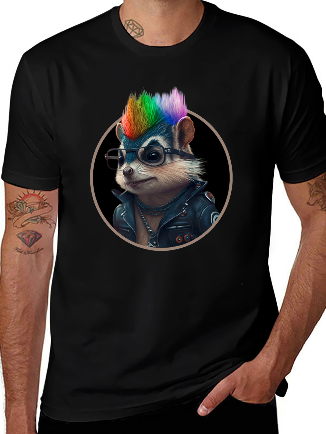 Cool Raccoon Punk Rocker T-Shirt