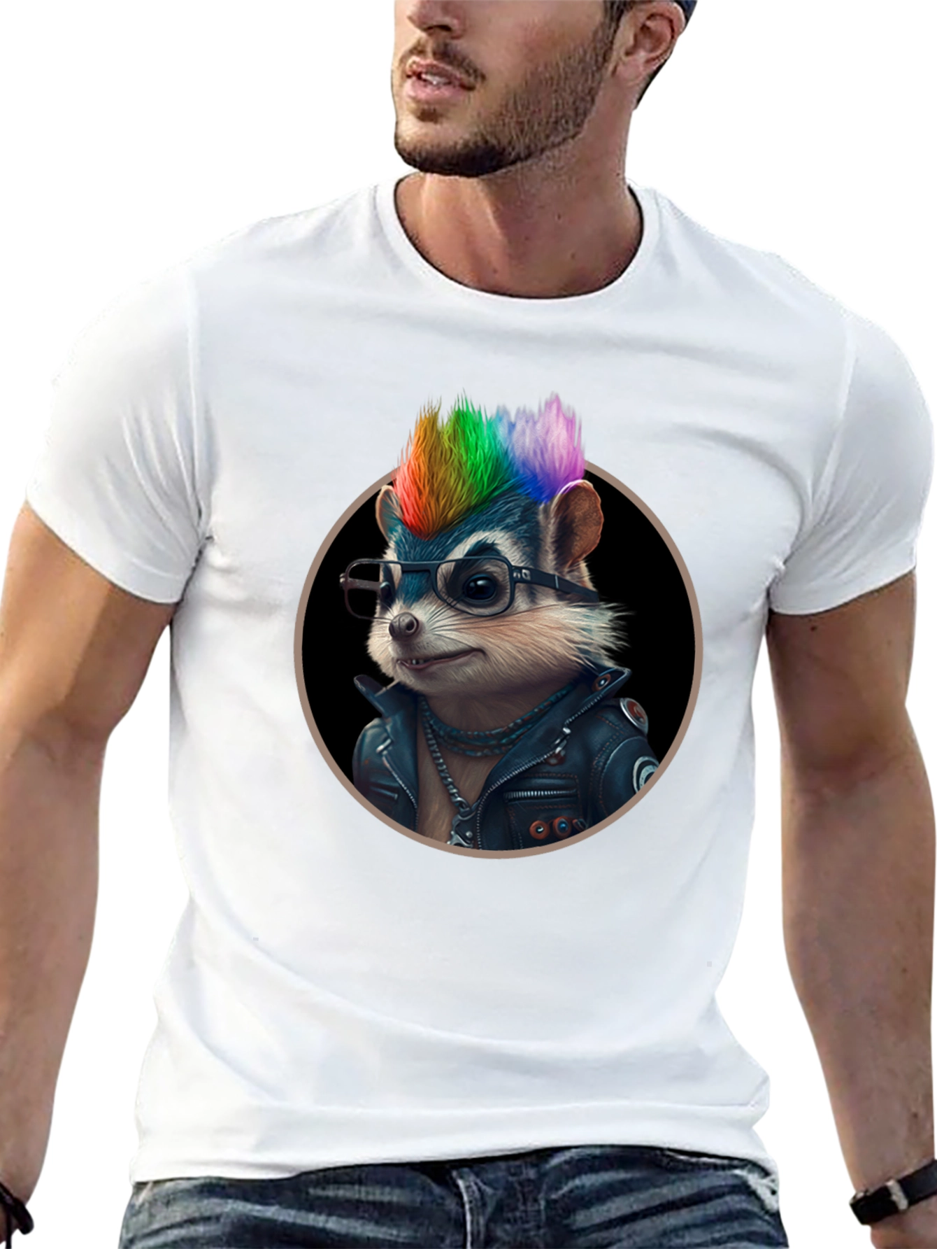 Cool Raccoon Punk Rocker T-Shirt