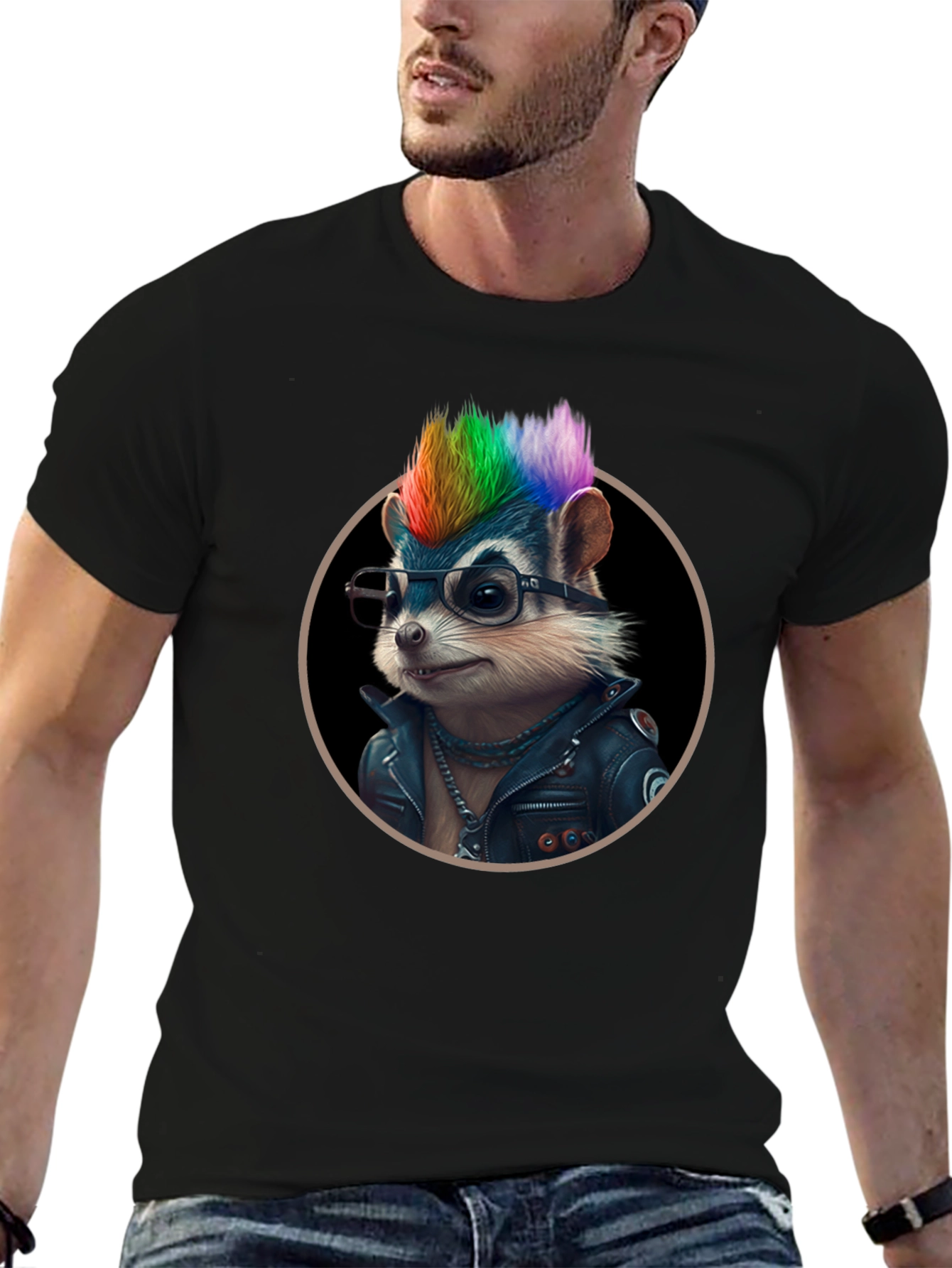 Cool Raccoon Punk Rocker T-Shirt