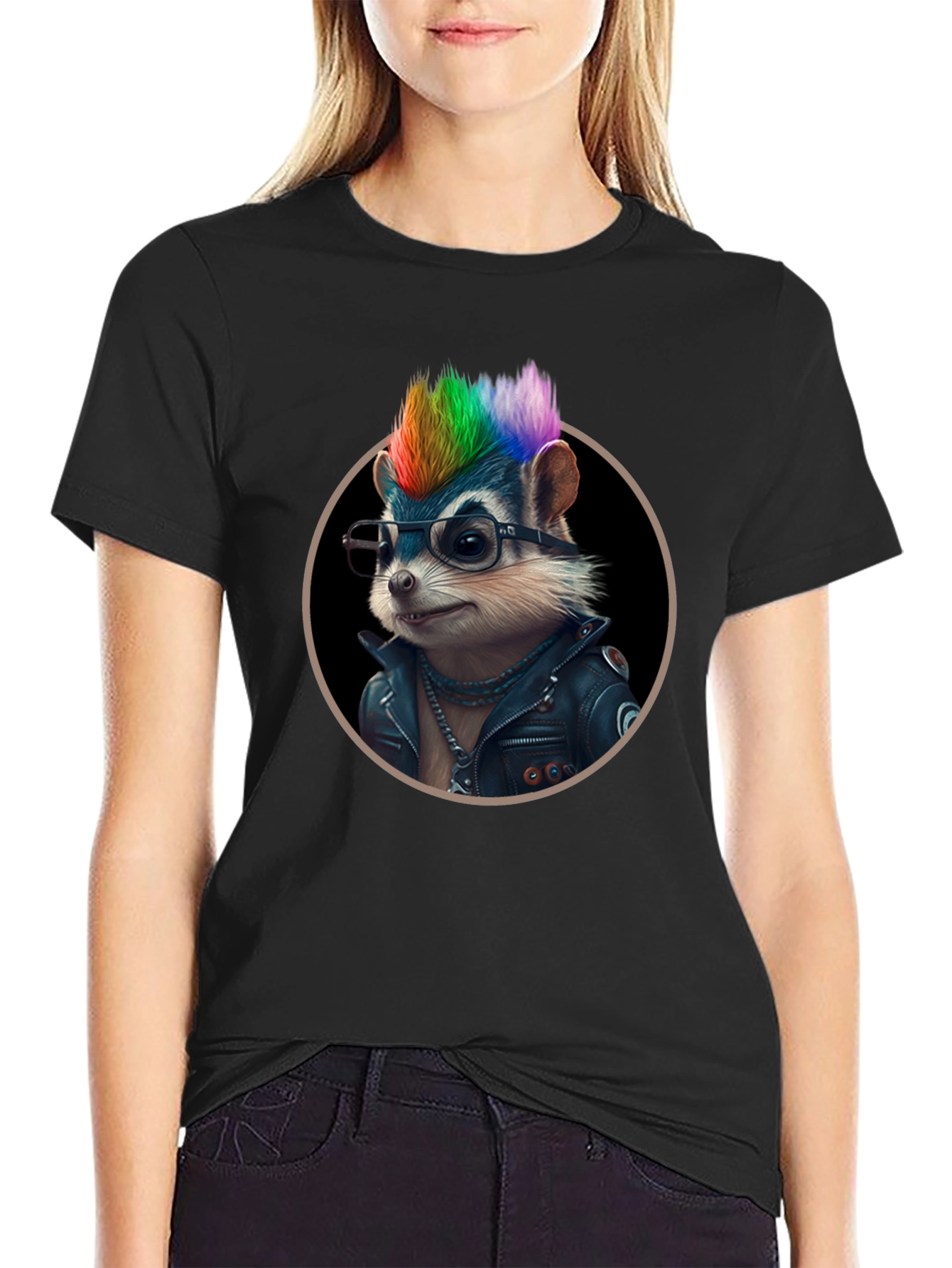 Cool Raccoon Punk Rocker T-Shirt
