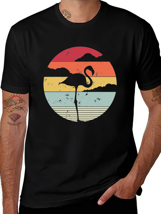 Retro Flamingo T-Shirt - Vintage Sunset Design