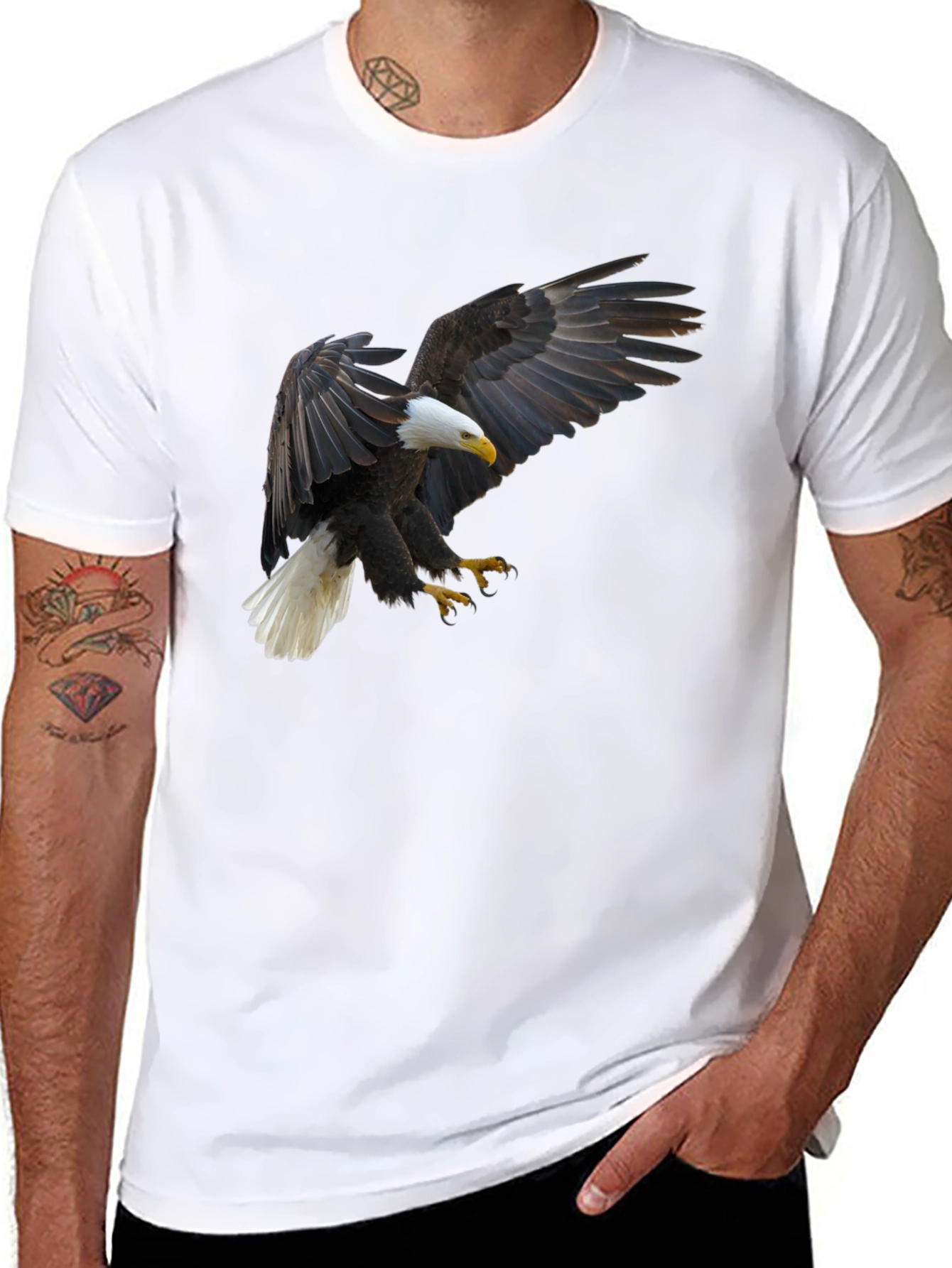 Eagle Graphic Tee - Black Cotton T-Shirt