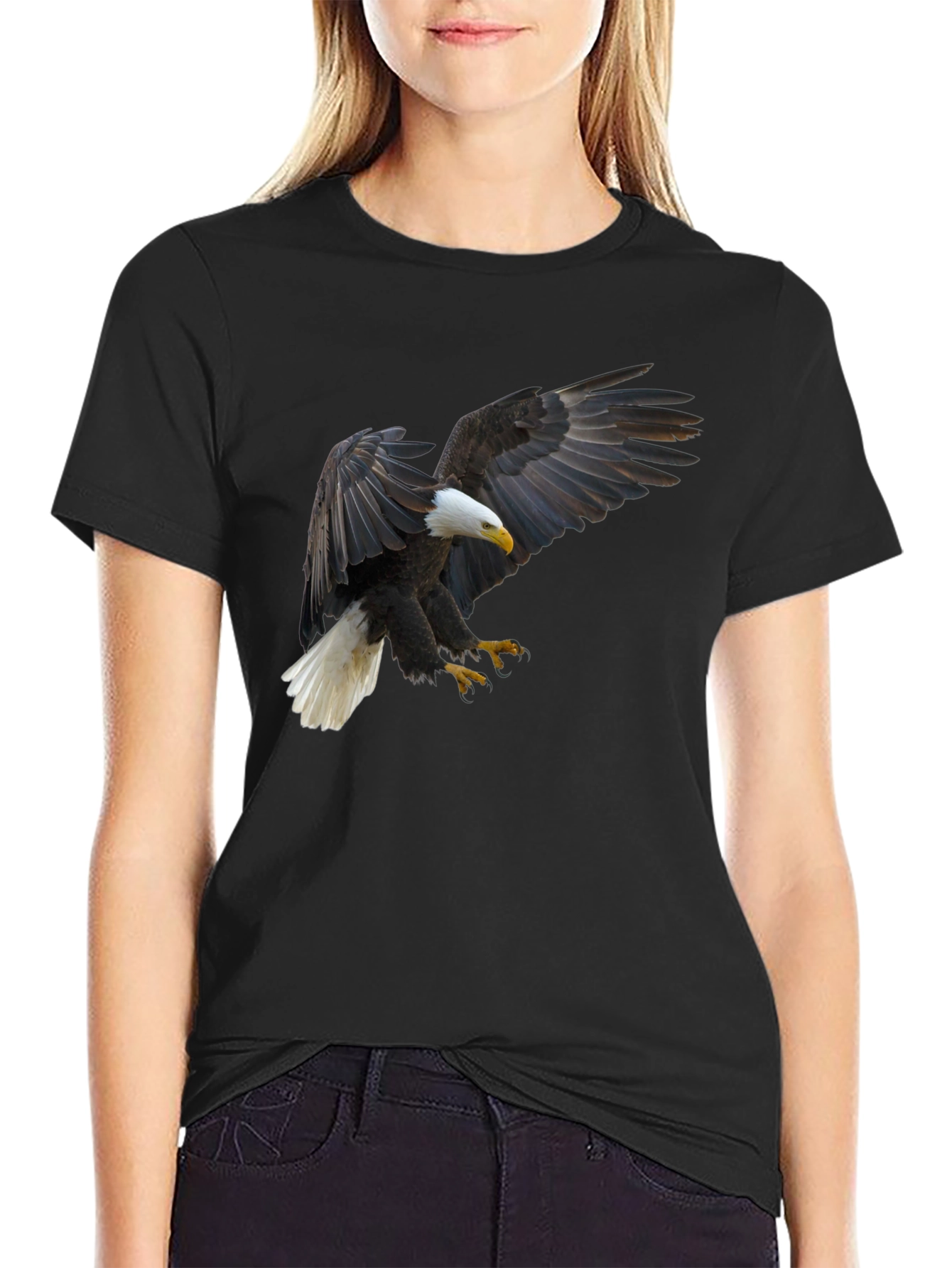 Eagle Graphic Tee - Black Cotton T-Shirt