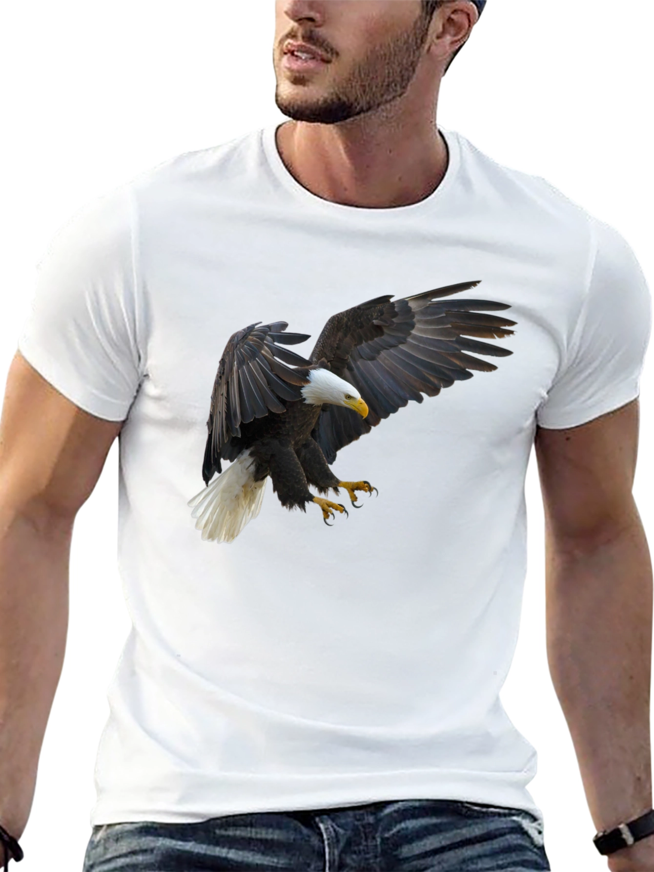 Eagle Graphic Tee - Black Cotton T-Shirt