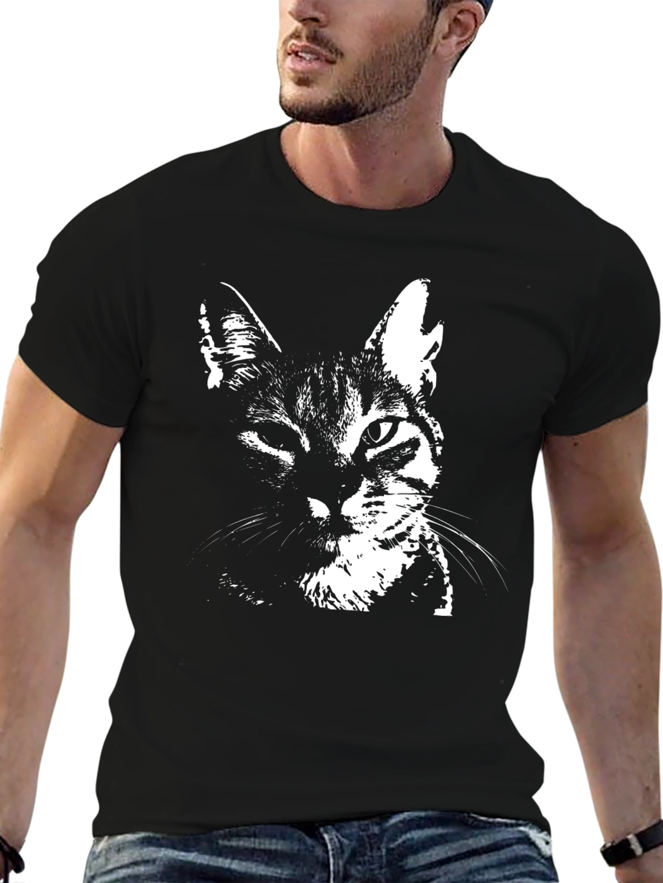 Cool Cat Graphic T-Shirt - Black Cotton Blend
