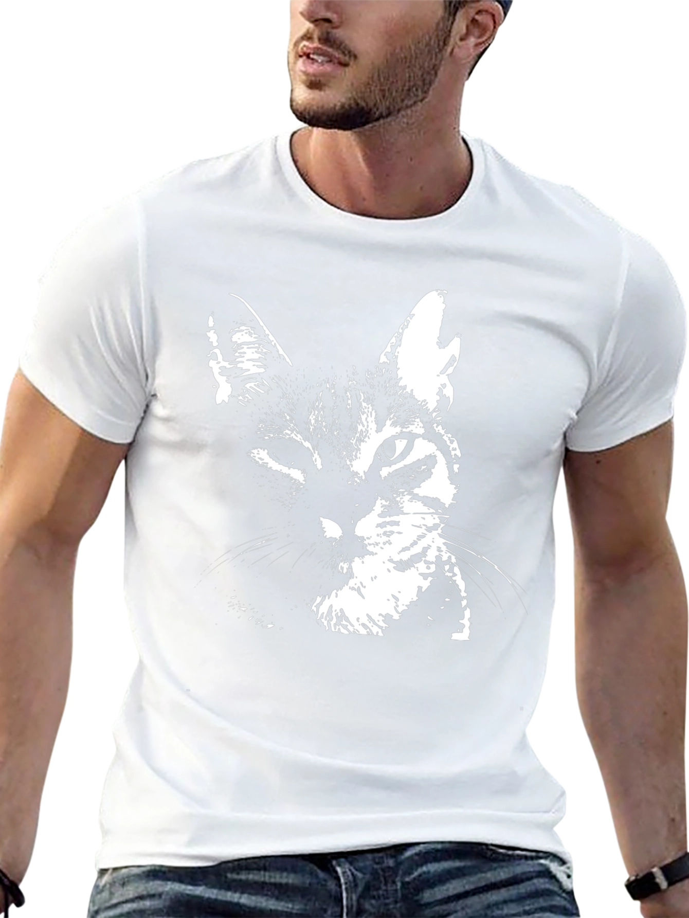 Cool Cat Graphic T-Shirt - Black Cotton Blend