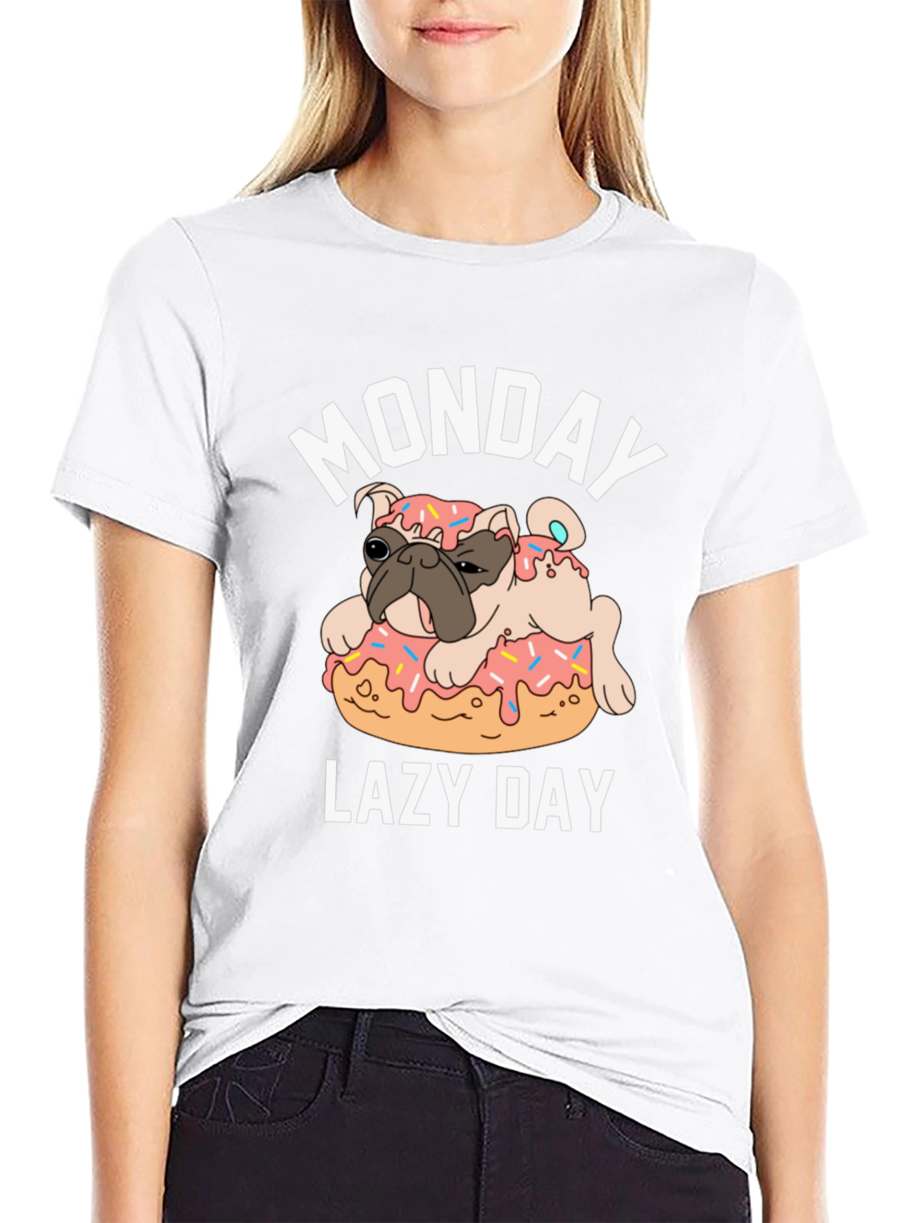 Monday Lazy Day Pug Donut T-Shirt