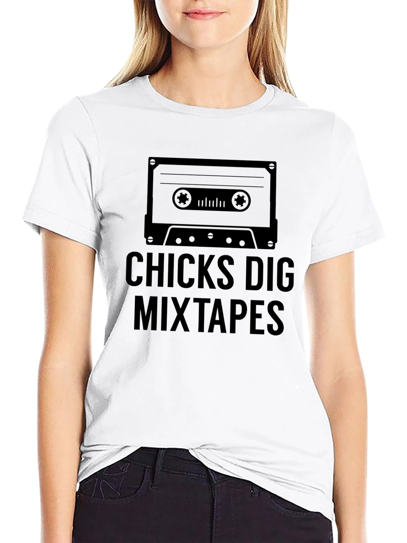 Chicks Dig Mixtapes Graphic Tee - Black