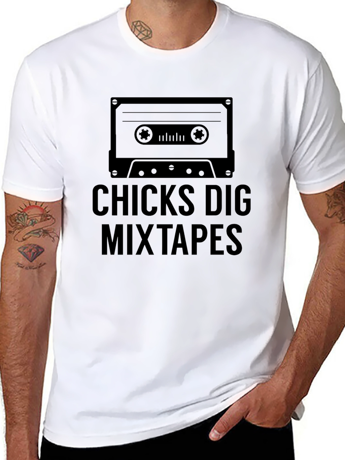 Chicks Dig Mixtapes Graphic Tee - Black