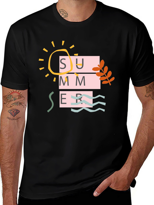 Summer Graphic Print Tee - Casual Black T-Shirt