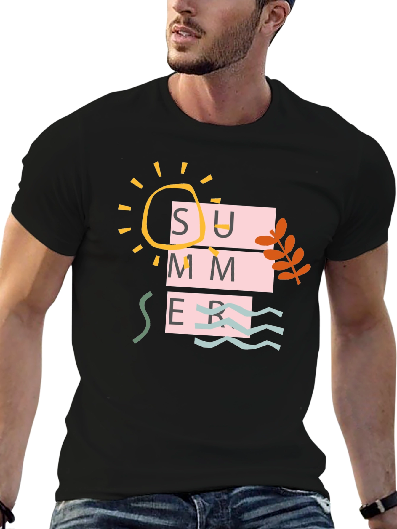 Summer Graphic Print Tee - Casual Black T-Shirt