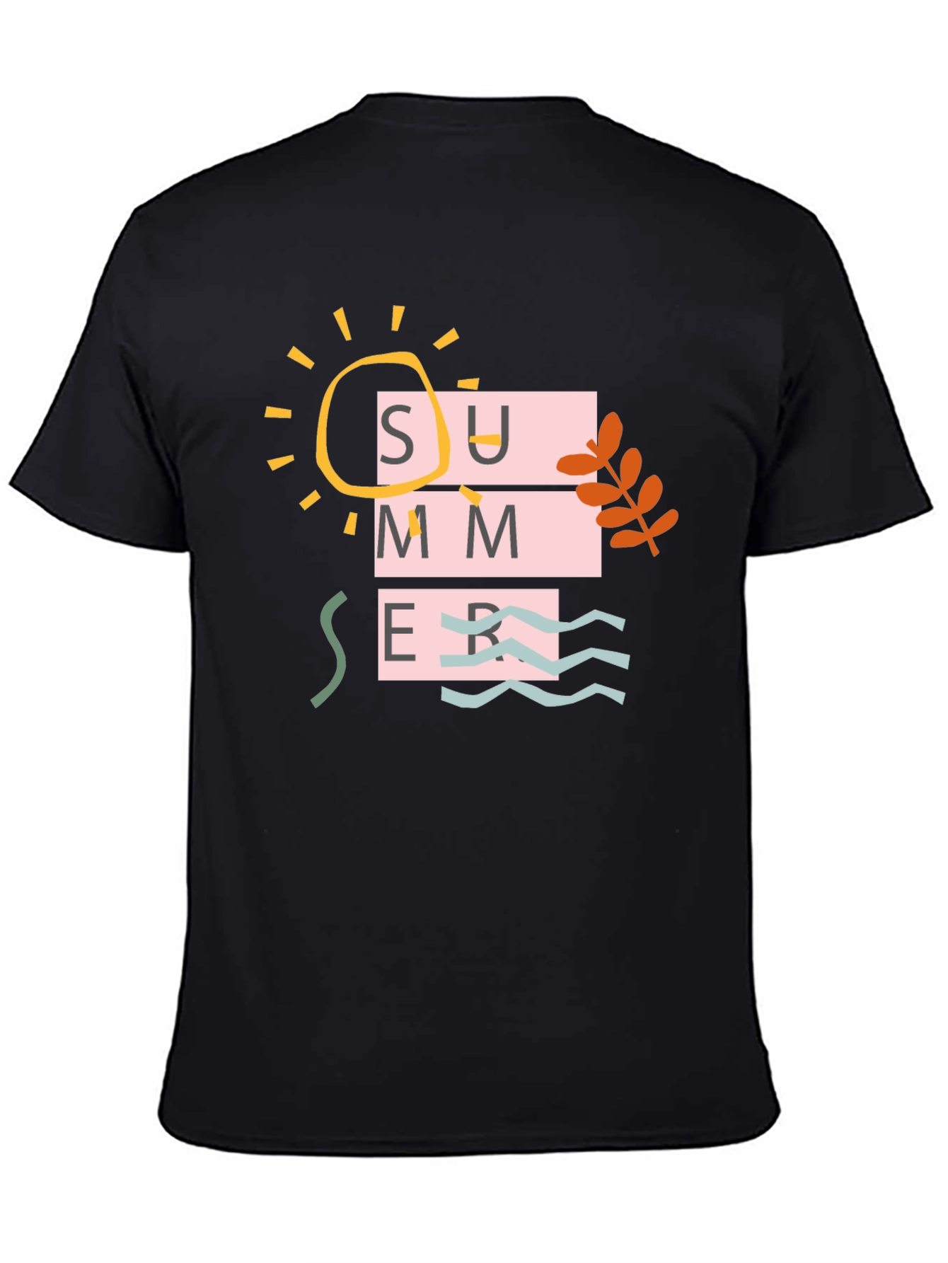 Summer Graphic Print Tee - Casual Black T-Shirt