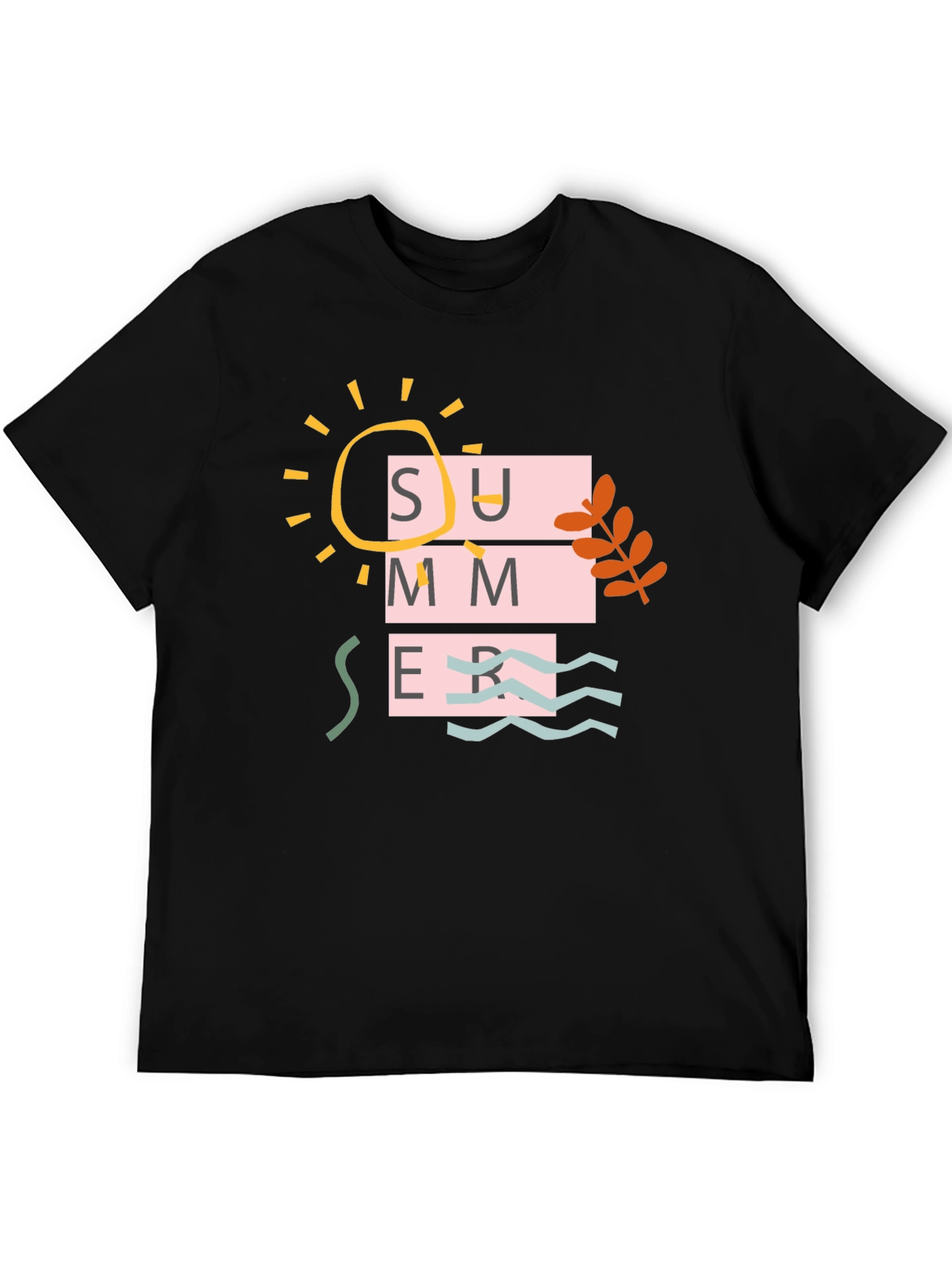 Summer Graphic Print Tee - Casual Black T-Shirt