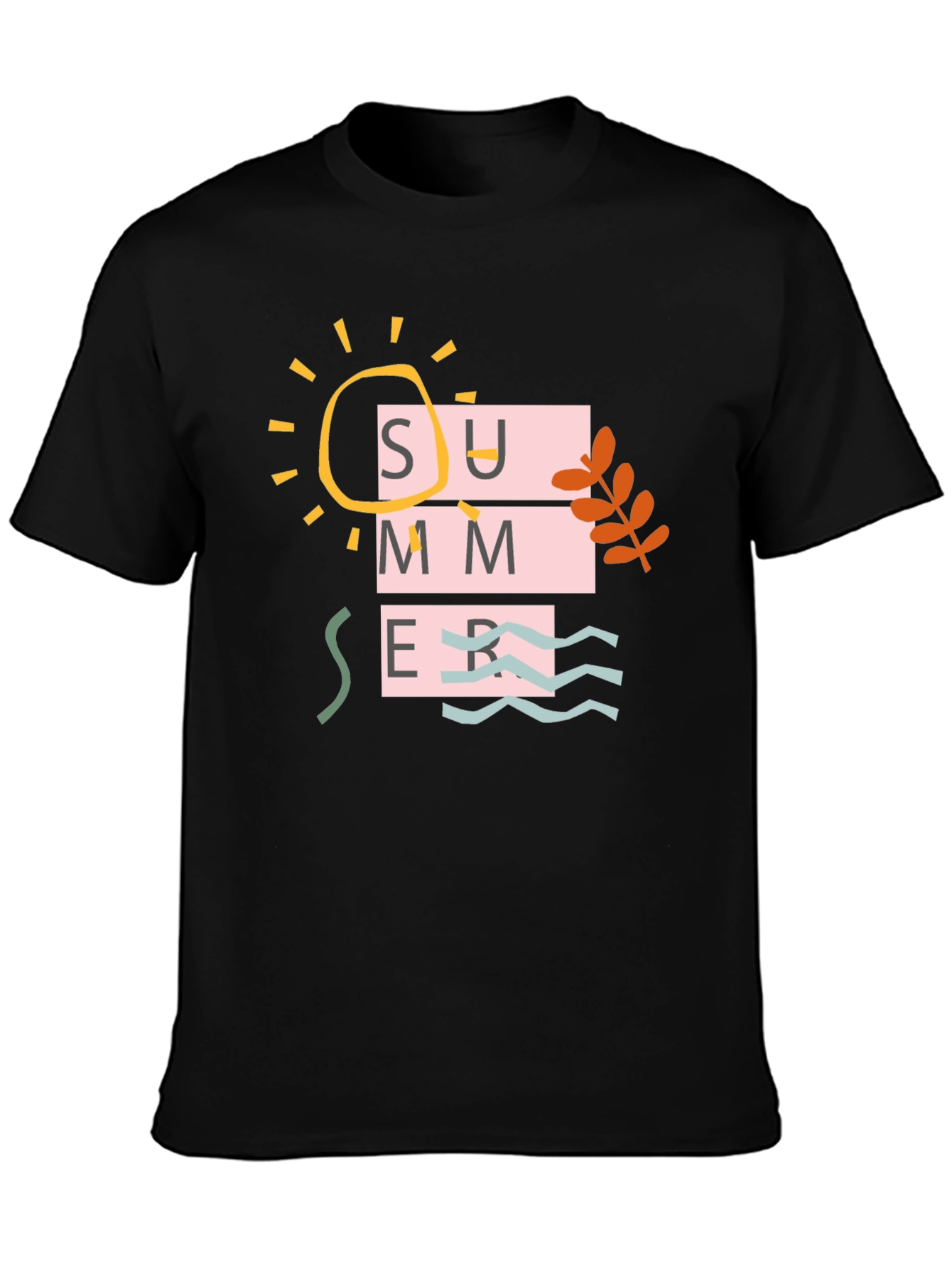 Summer Graphic Print Tee - Casual Black T-Shirt
