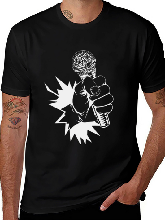 Microphone Burst Black Graphic Tee