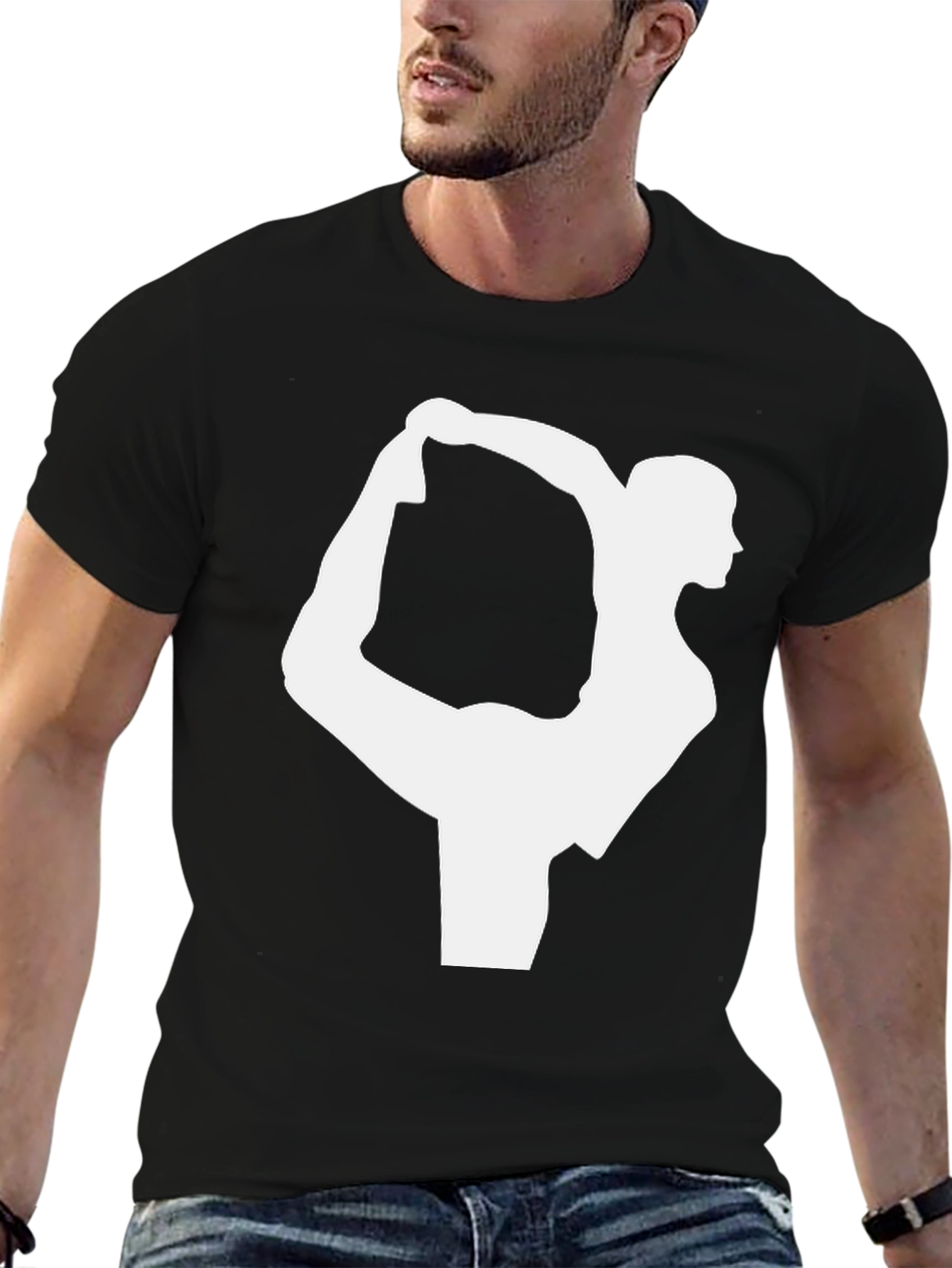 Yoga Pose Graphic Tee - Black Cotton T-Shirt
