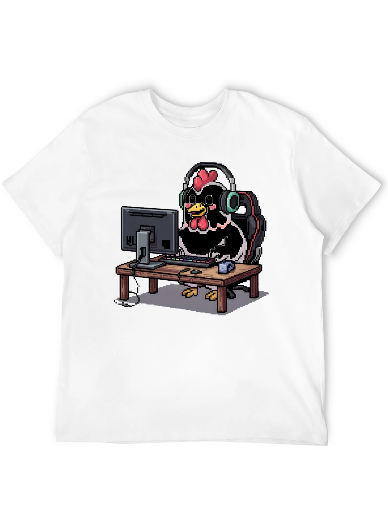 Gamer Chicken T-Shirt - Black Novelty Graphic Tee