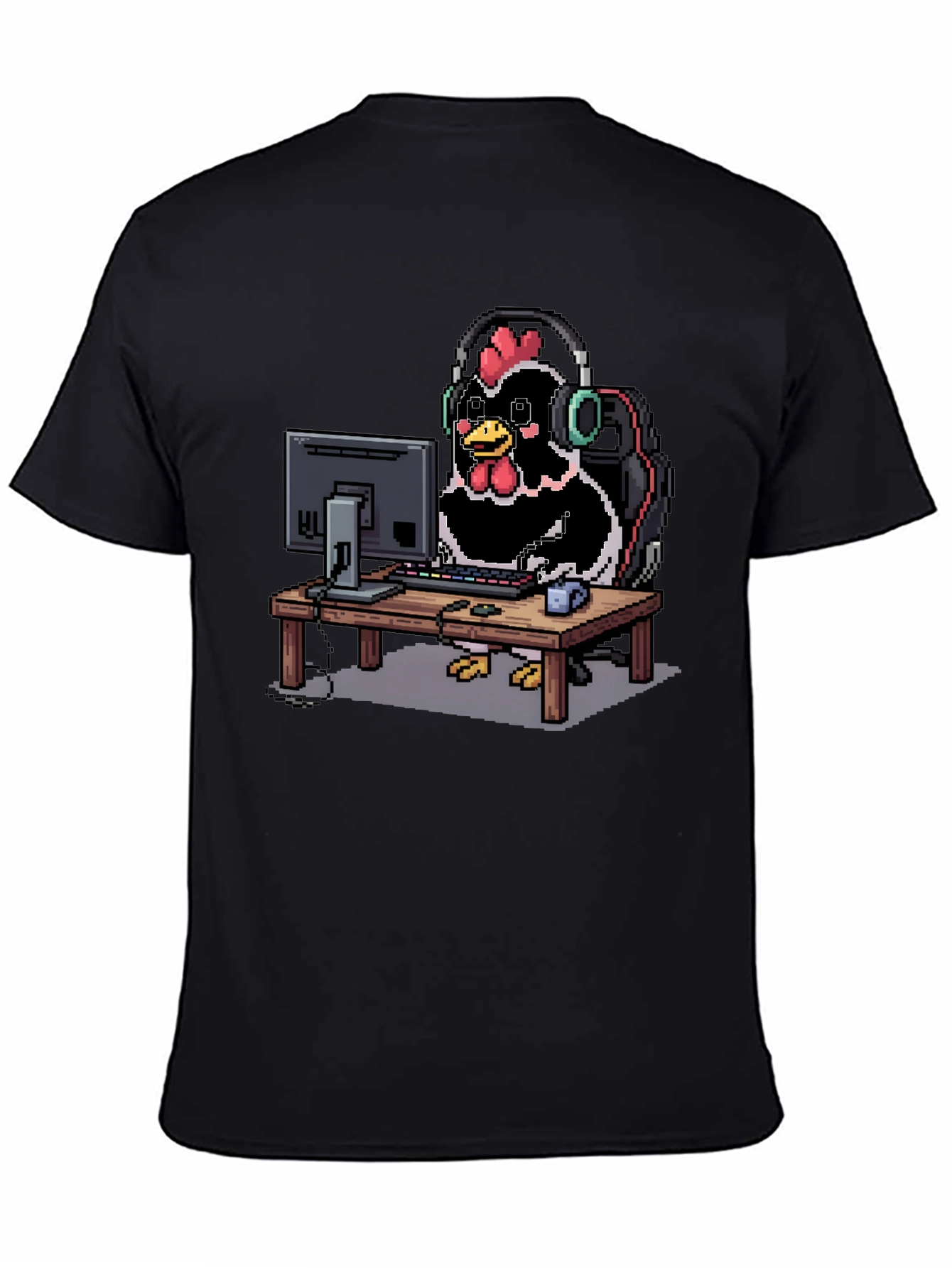 Gamer Chicken T-Shirt - Black Novelty Graphic Tee