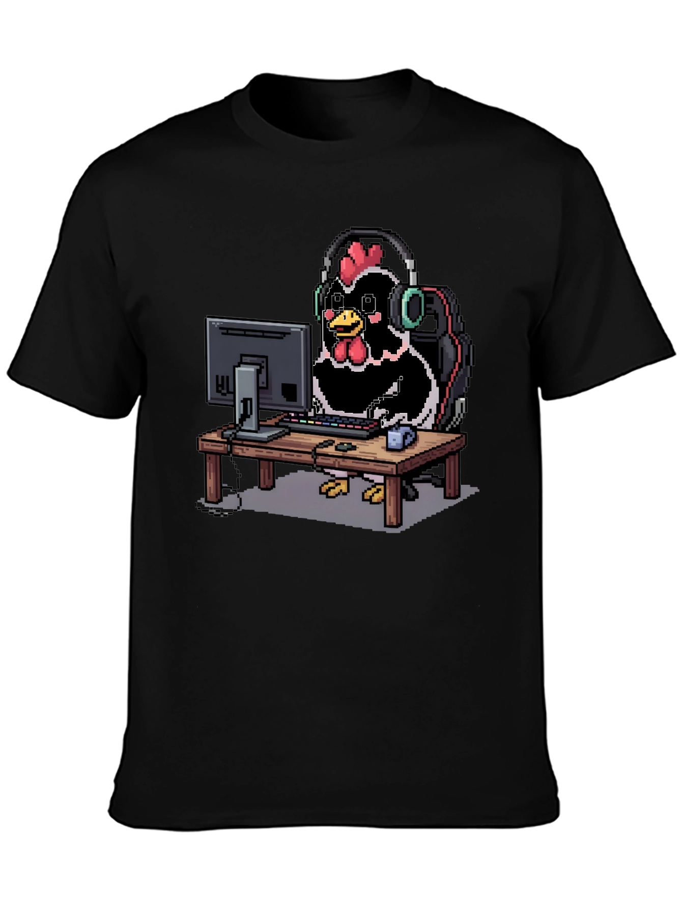 Gamer Chicken T-Shirt - Black Novelty Graphic Tee