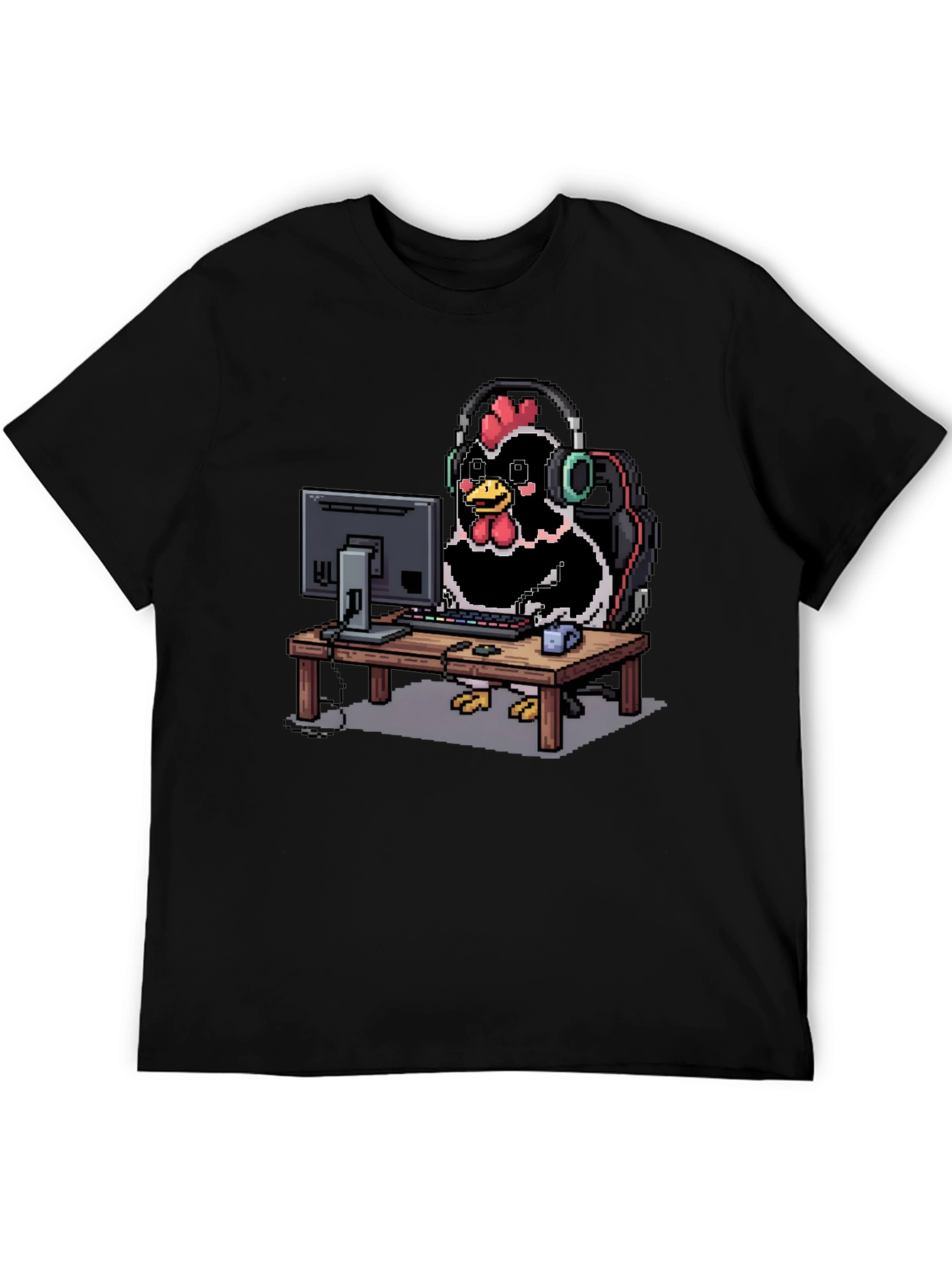 Gamer Chicken T-Shirt - Black Novelty Graphic Tee