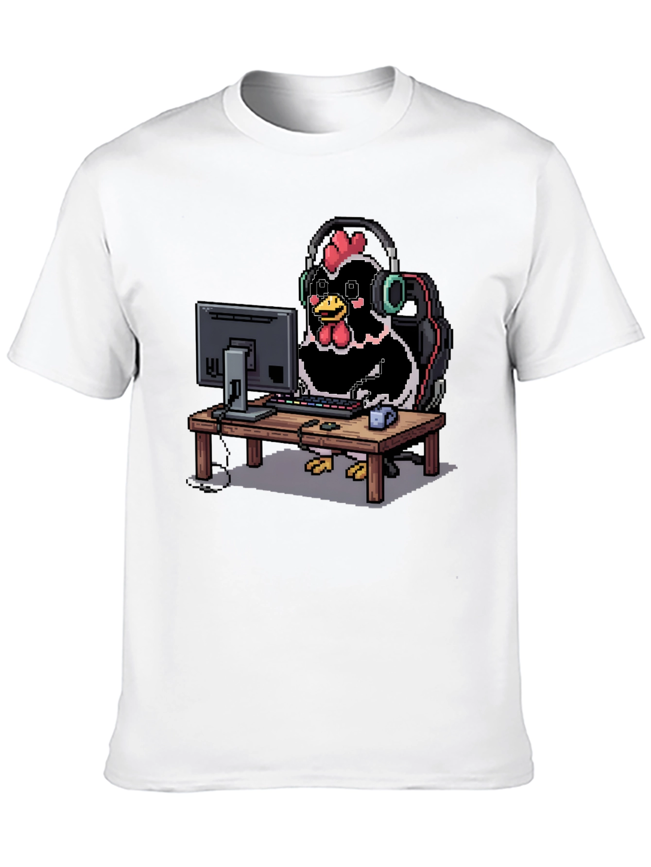 Gamer Chicken T-Shirt - Black Novelty Graphic Tee