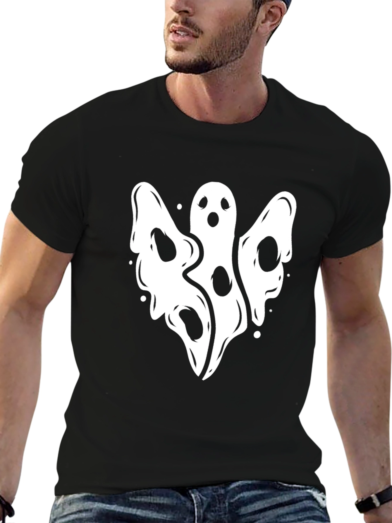 Spooky Ghost Graphic T-Shirt - Halloween Edition