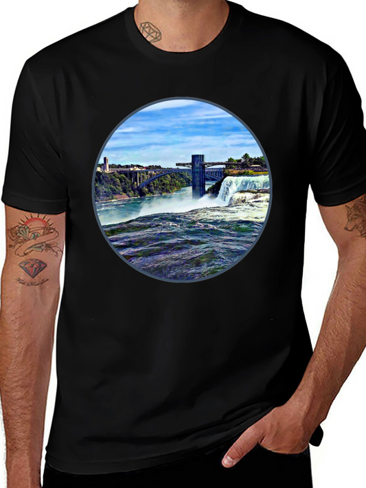 Waterfall Graphic Print Tee - Black